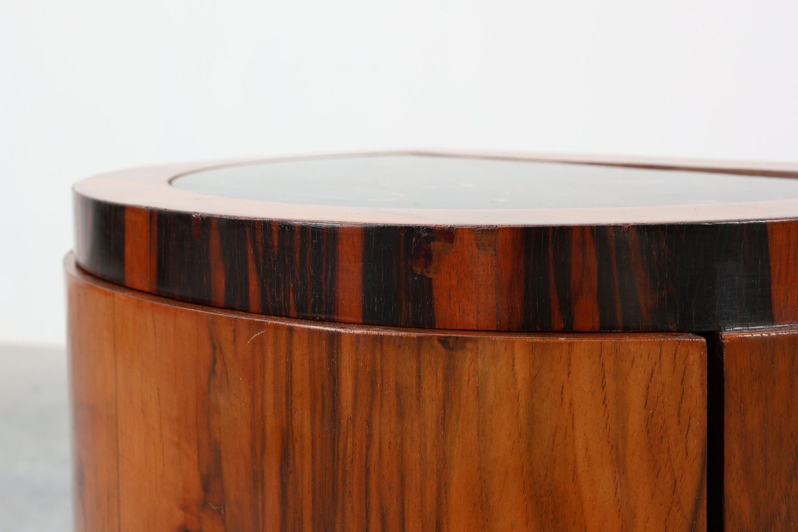 4515.0 Art Deco Walnut And Marble Nightstands, Italy, 1920s, Set Of 2 photo