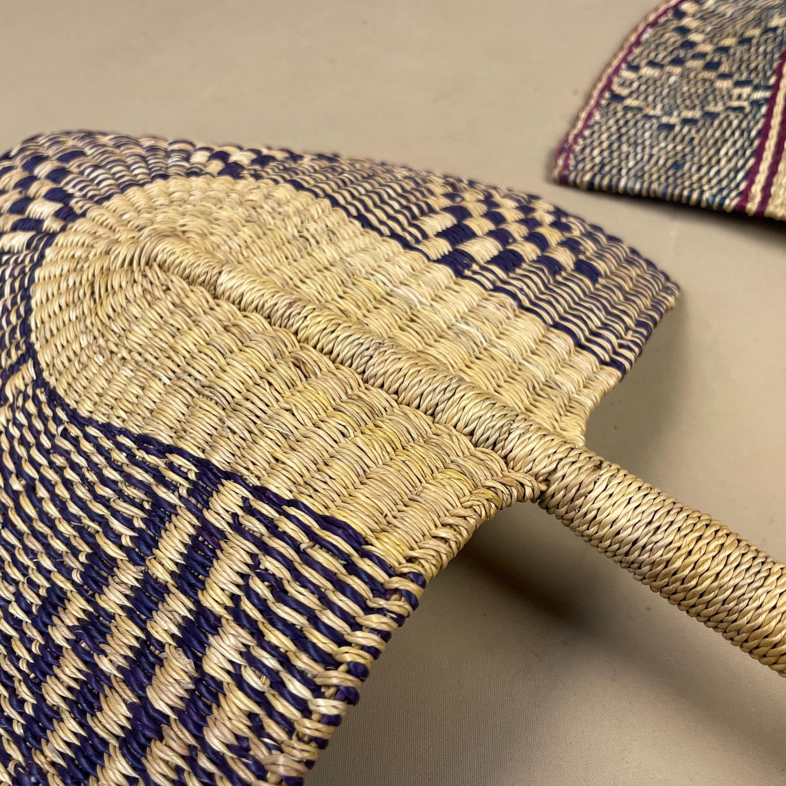 African Elephant Grass Fans Pair Handwoven Ghana Wall Decor Hand Fan Bolga photo buy
