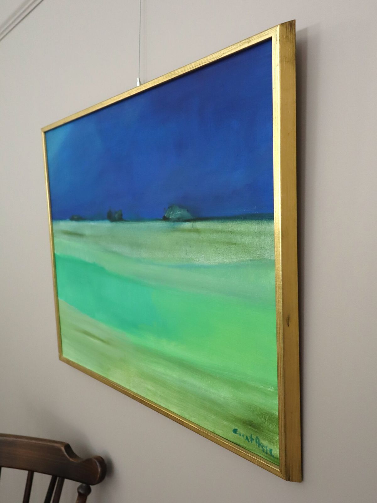Where The Sky Deepens Oil On Canvas. photo vintage