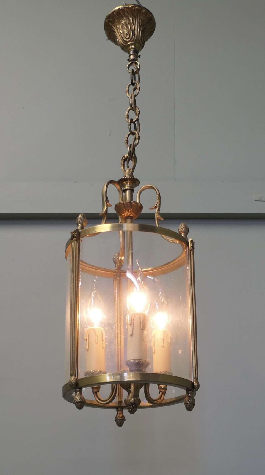 Superb Quality Round Art Deco Brass And Glass Lantern This Lovely Light. photo Lighting