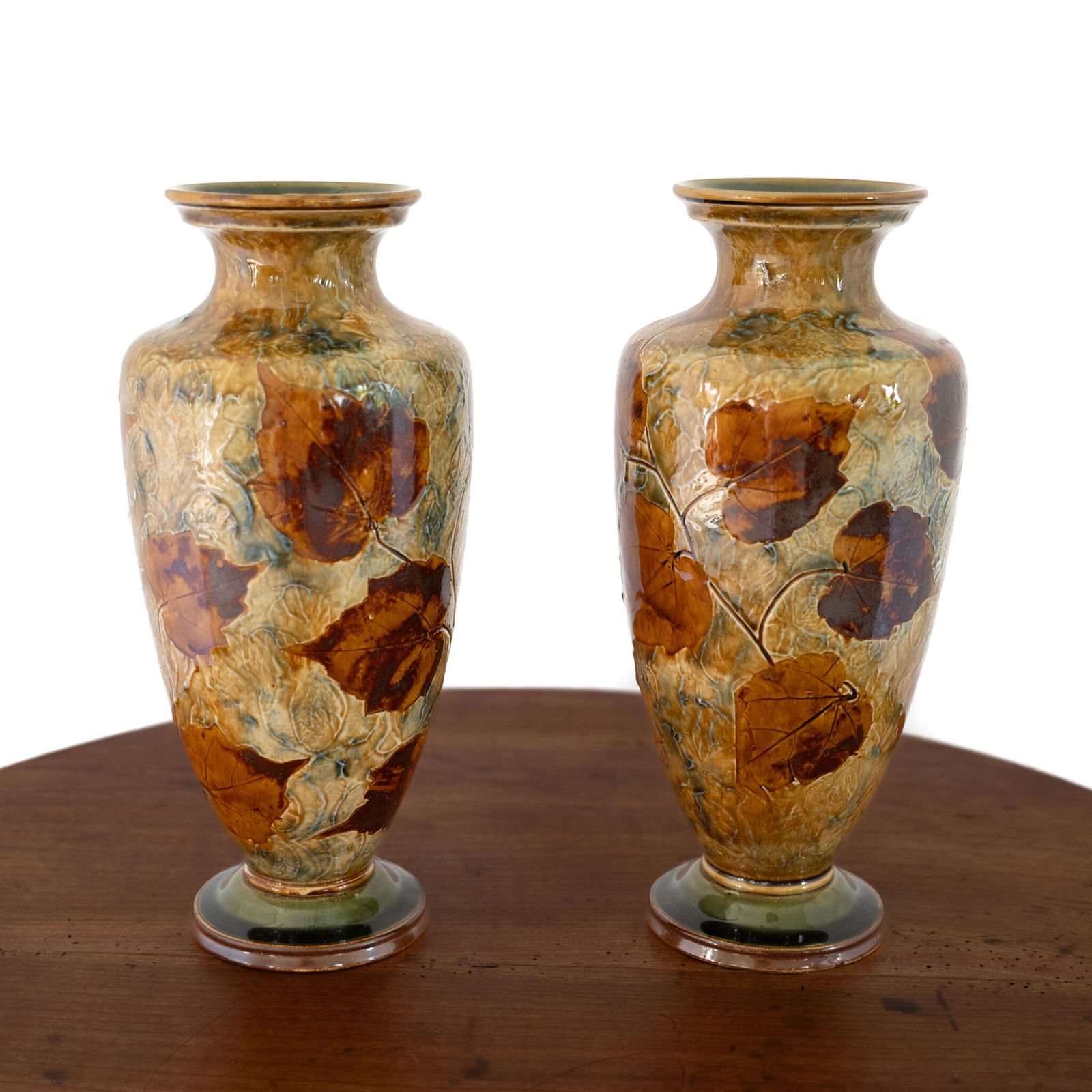 Pair Of Royal Doulton Lambeth 'Autumn Foliage' Vases. photo Home Decor