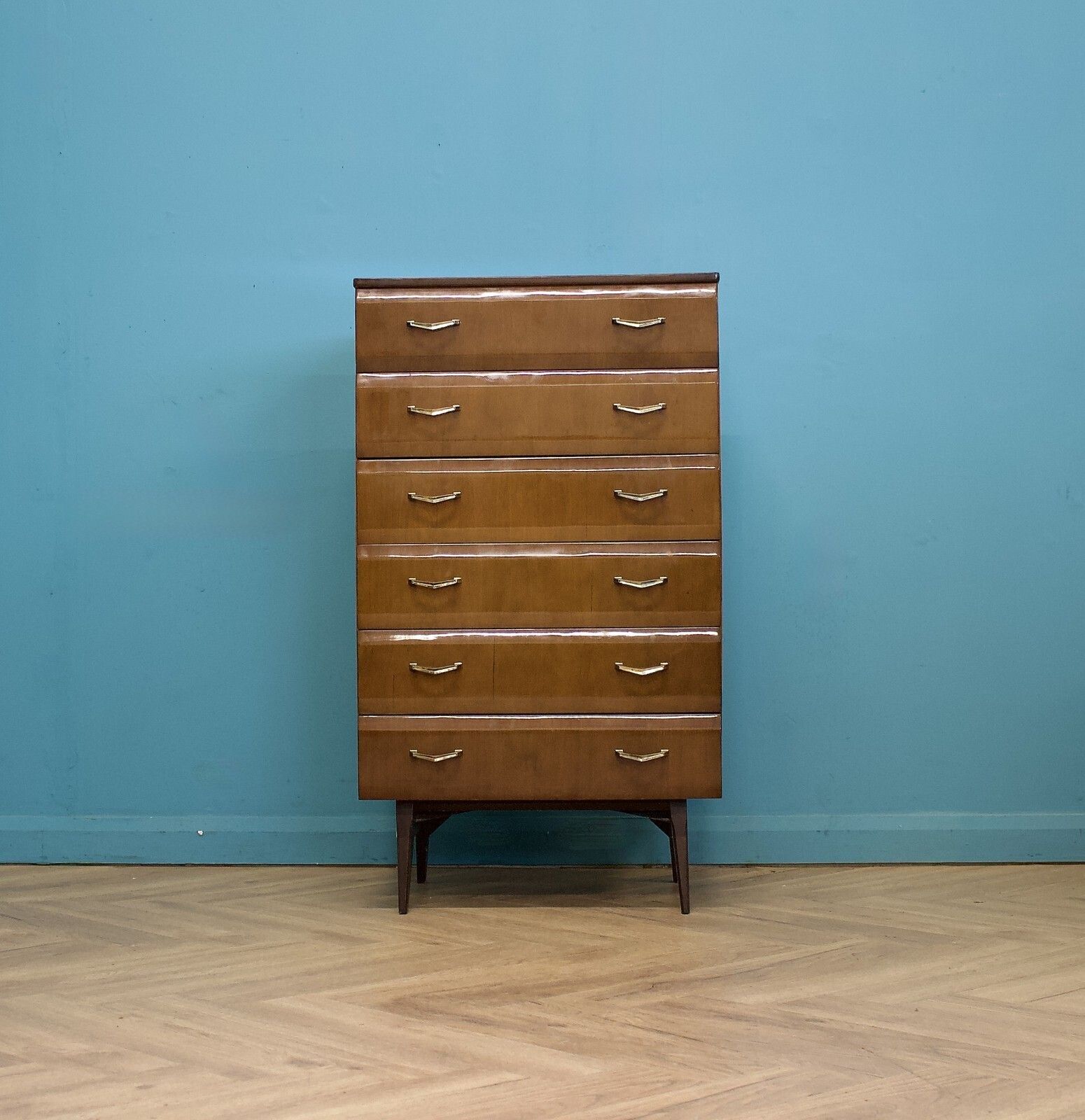 Mid Century Walnut Tallboy Chest Of Drawers From Meredew, 1960s #1796 photo Furniture