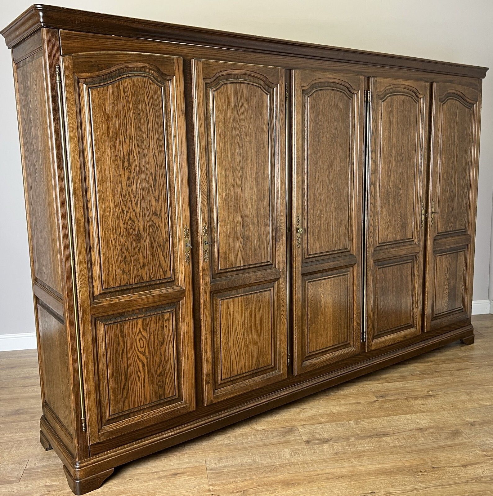 Wardrobe Vintage French Style Five Door Carved Armoire Cabinet Lot 6130