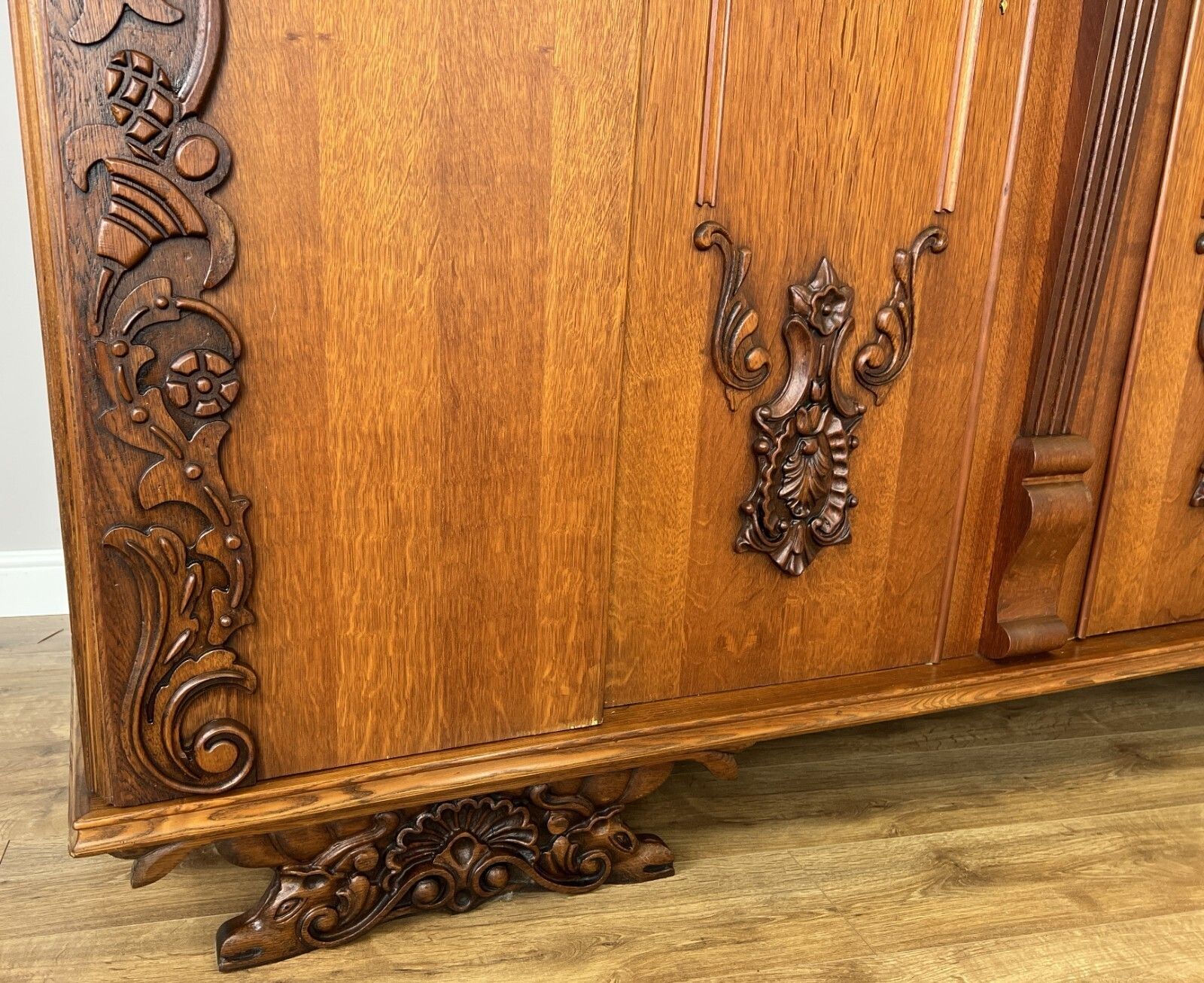 photo furniture Wardrobe Vintage French Style Four Door Carved Armoire Cabinet Lot 6147