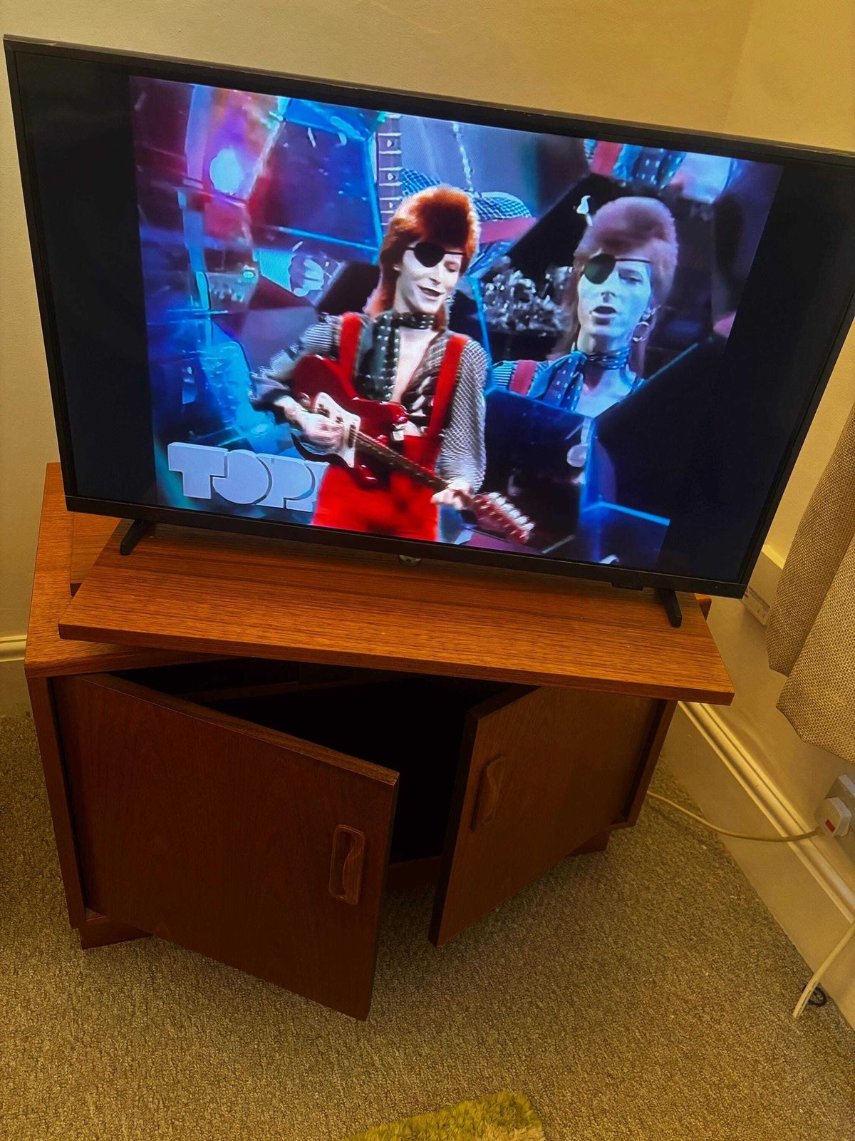 Mid Century G Plan Fresco Tv Stand Swivel Top Vinyl Storage Unit Teak photo Furniture