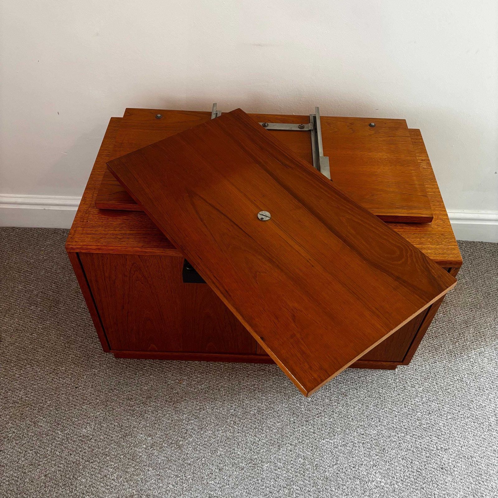 Mid Century G Plan Fresco Tv Stand Swivel Top Vinyl Storage Unit Teak photo buy