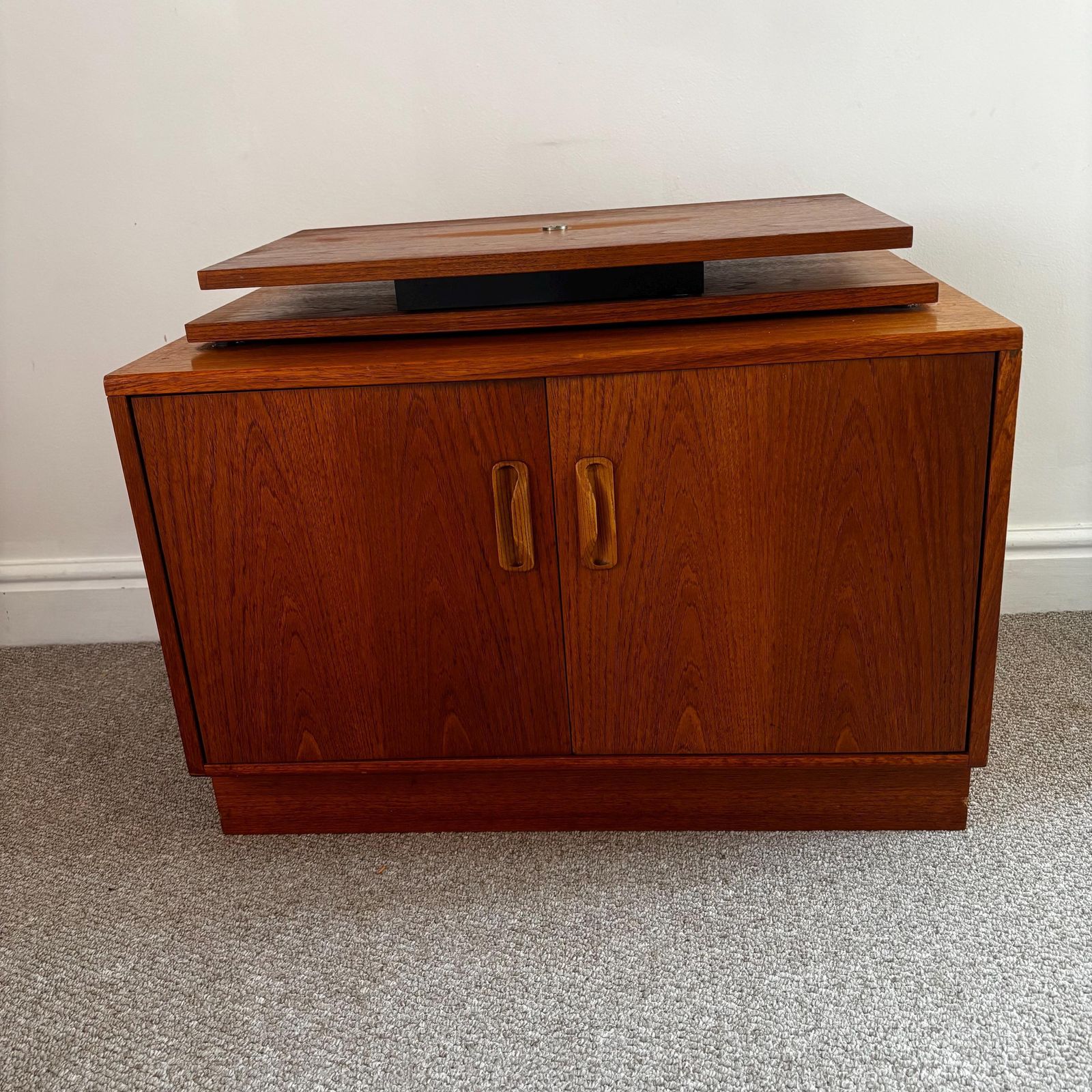 Furniture Mid Century G Plan Fresco Tv Stand Swivel Top Vinyl Storage Unit Teak photo