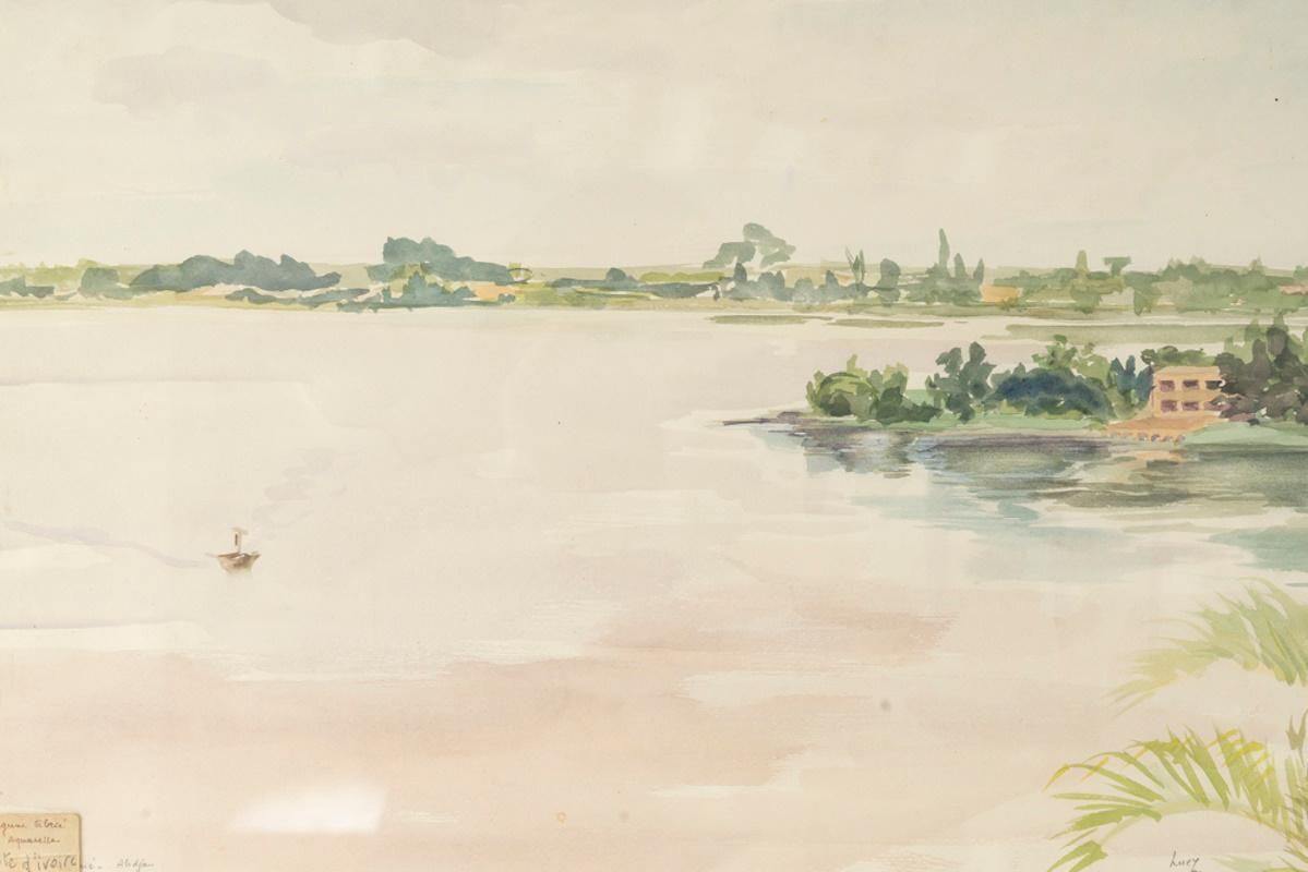 Framed Watercolor On Paper Under Glass By Evelyne Luez. photo Art