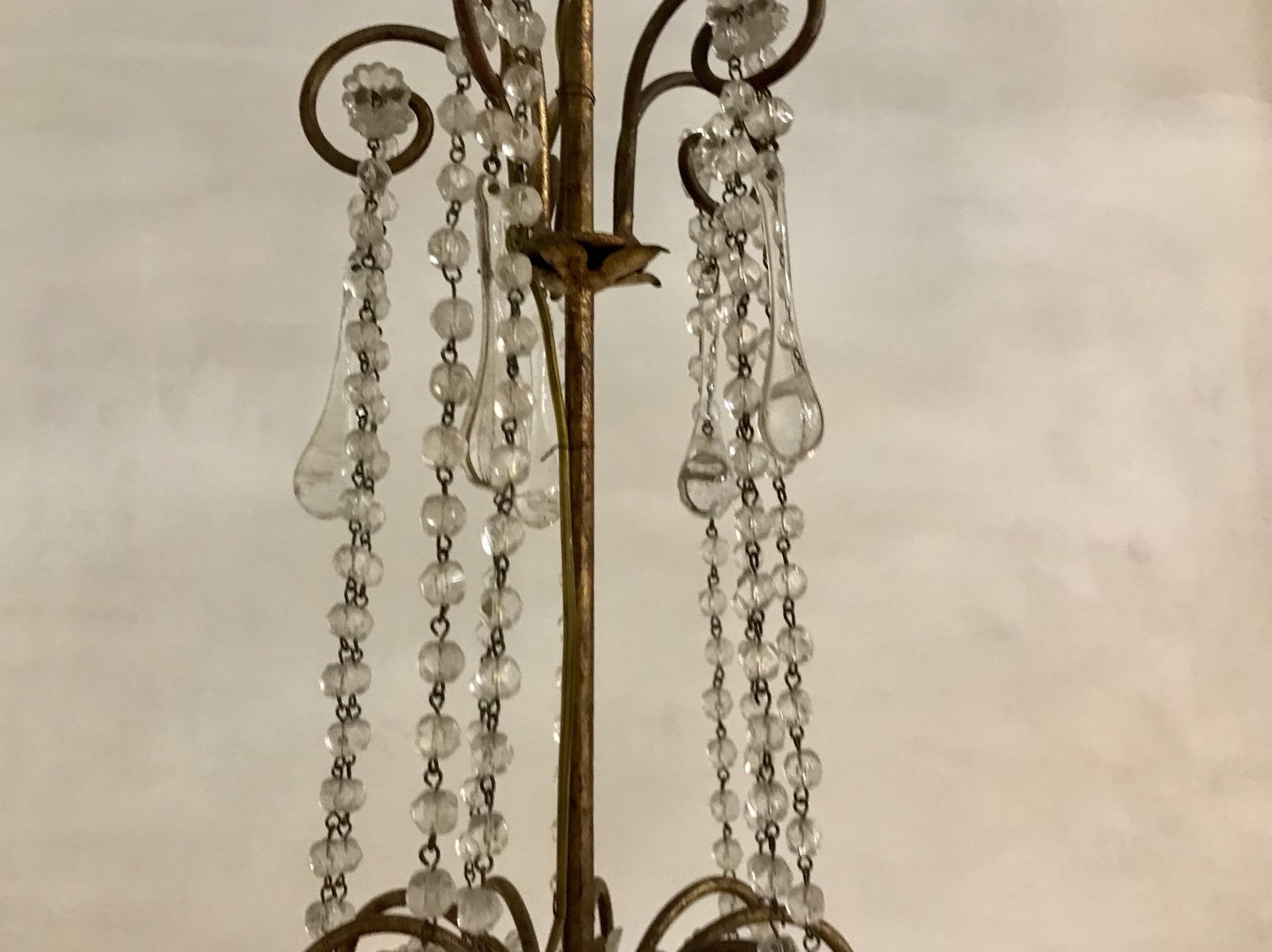 Antique Gold Gilded Murano Glass Pendant Chandelier With Porcelain Roses photo 1063.0