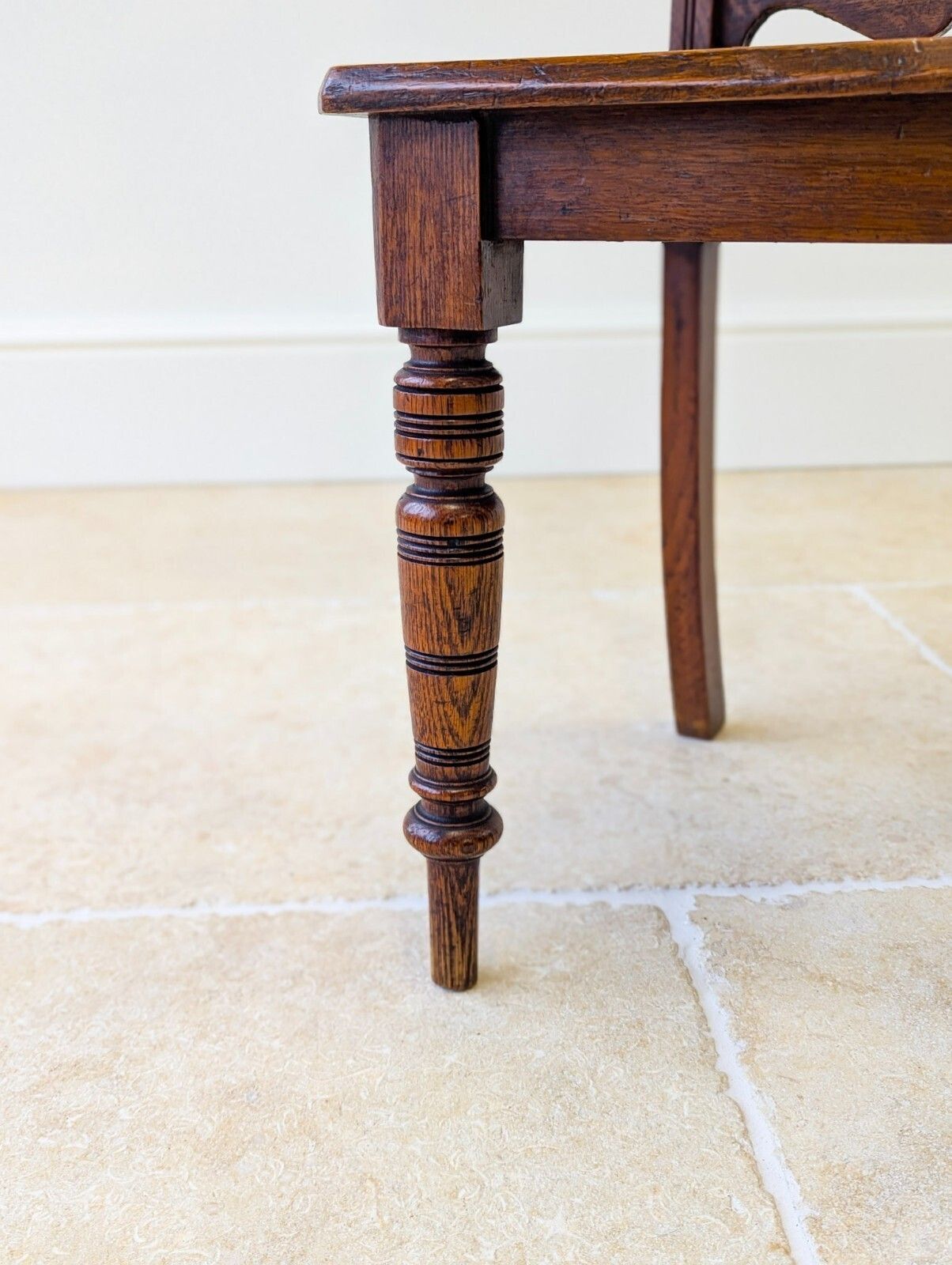 Antique Victorian Oak Hall Chair C.1890 photo vinterior
