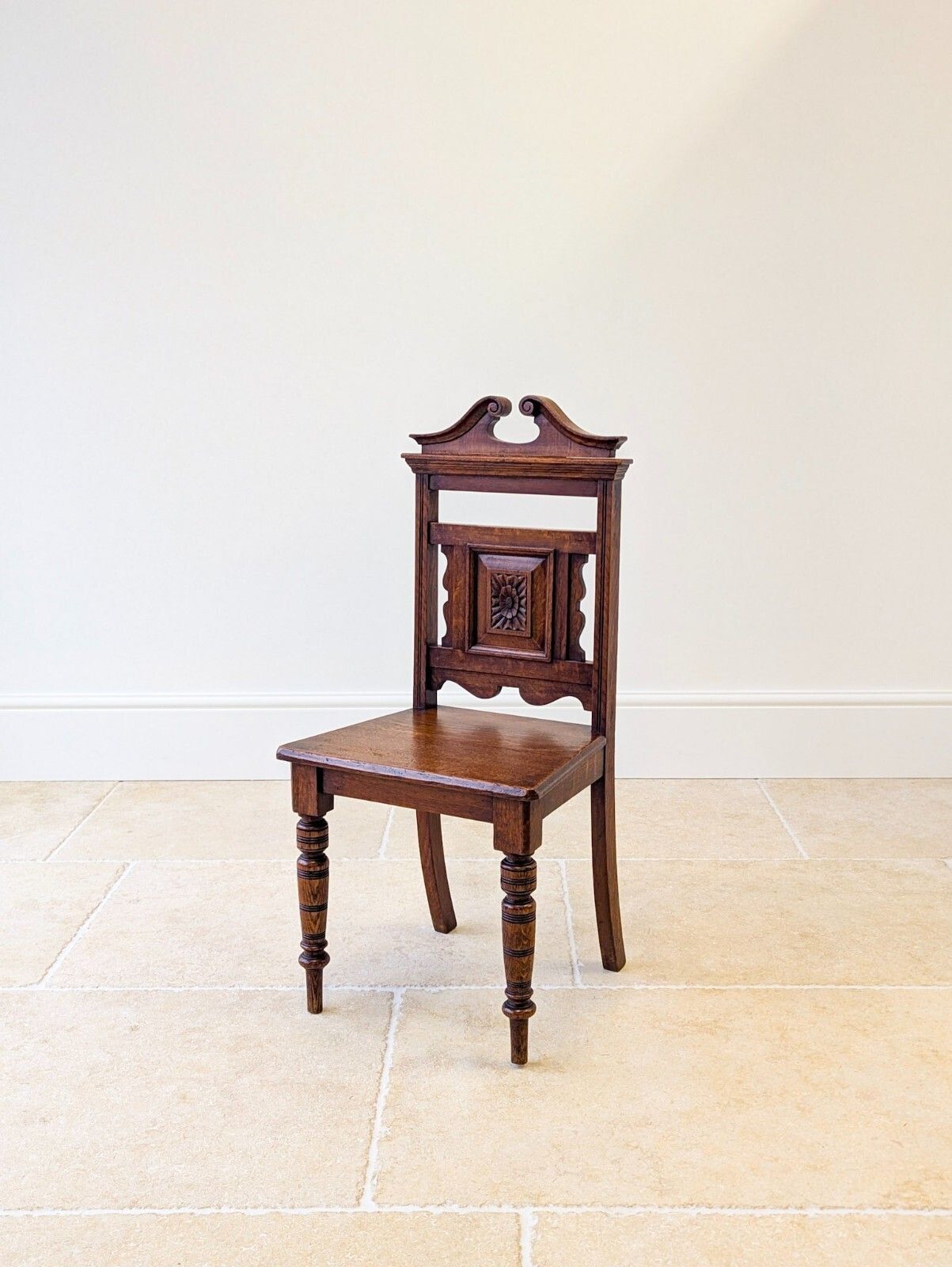 photo for sale Antique Victorian Oak Hall Chair C.1890