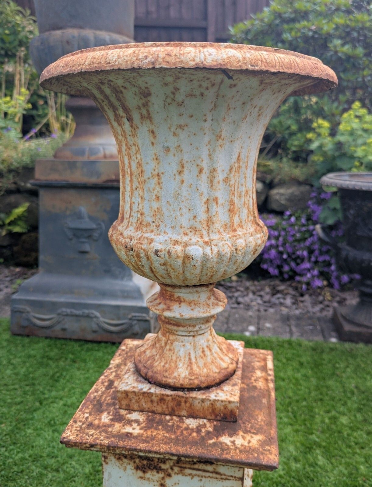 photo for sale Vintage 20th Century Small Cast Iron Campana Urns