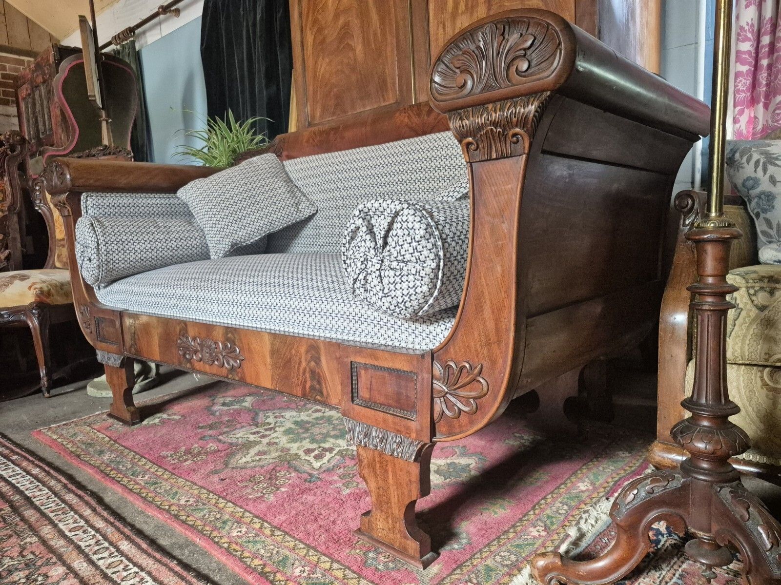 photo for sale An Outrageously Curvaceous Beidermeir Burr Walnut Two Seater Sofa Circa 1830