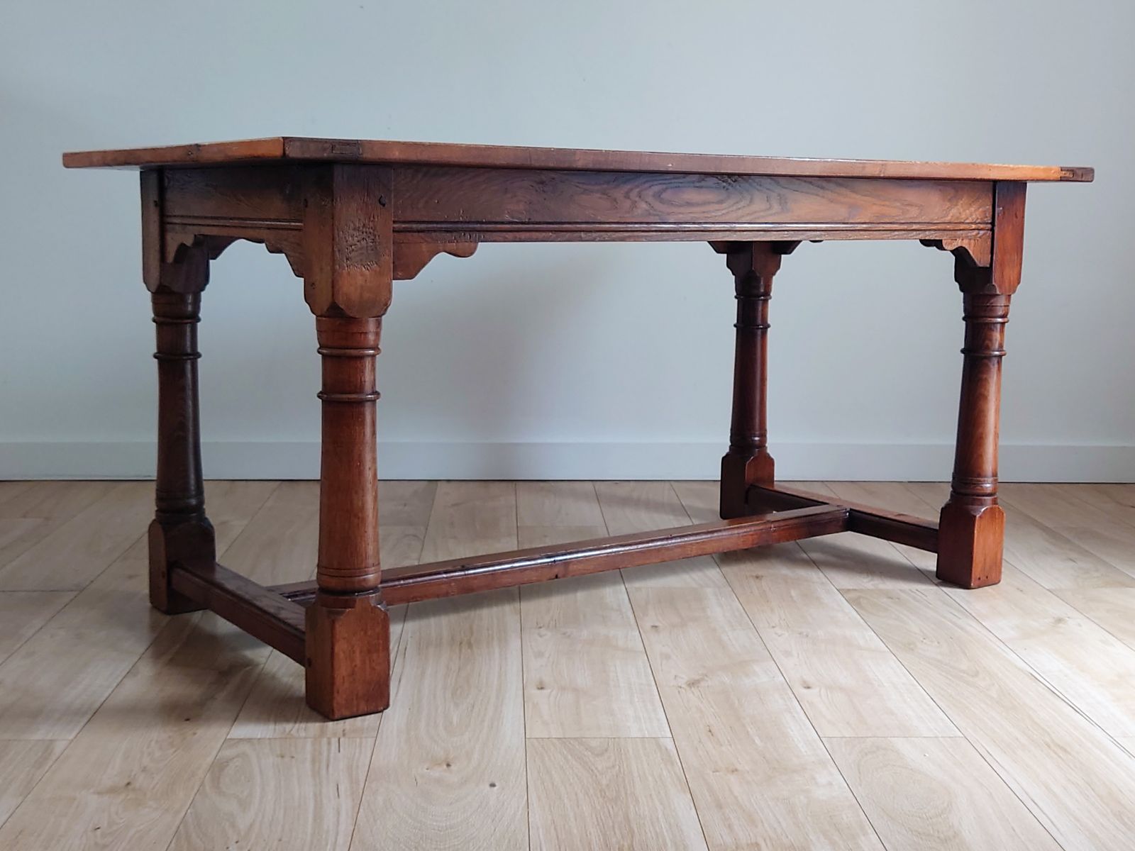 English Country Oak Dining Table And 4 Rush Seated Ladderback Chairs photo buy