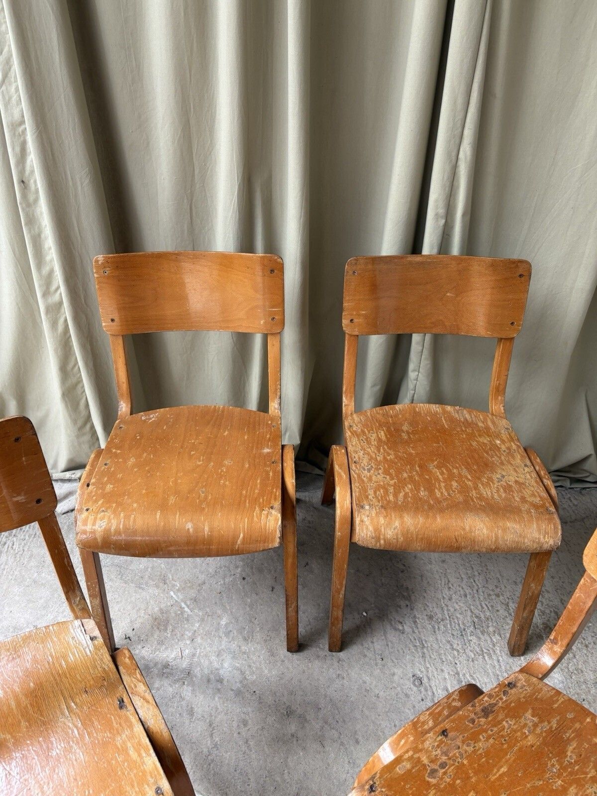 165.0 Vtg Mid Century Esavian Esa James Leonard Set Of 4 Stacking Dining Chairs R1203 photo