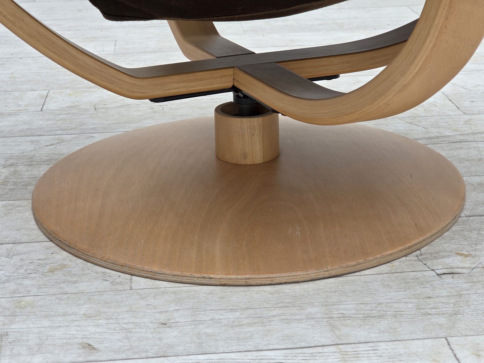 1980s, Scandinavian Swivel Armchair, Furniture Leather, Bent Wood. photo for sale