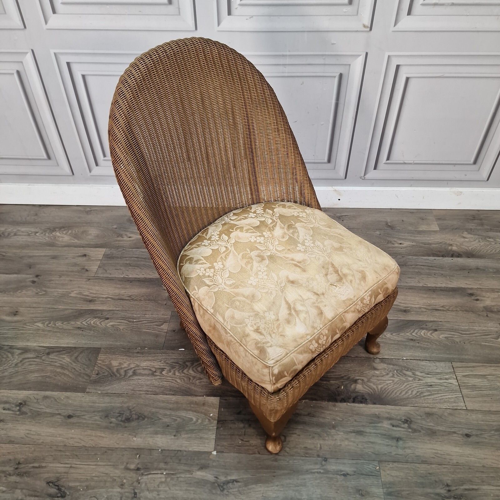 Vintage Low Bedroom Chair   Wicker Tub Occasional Seat   Lloyd Loom Style Retro photo furniture