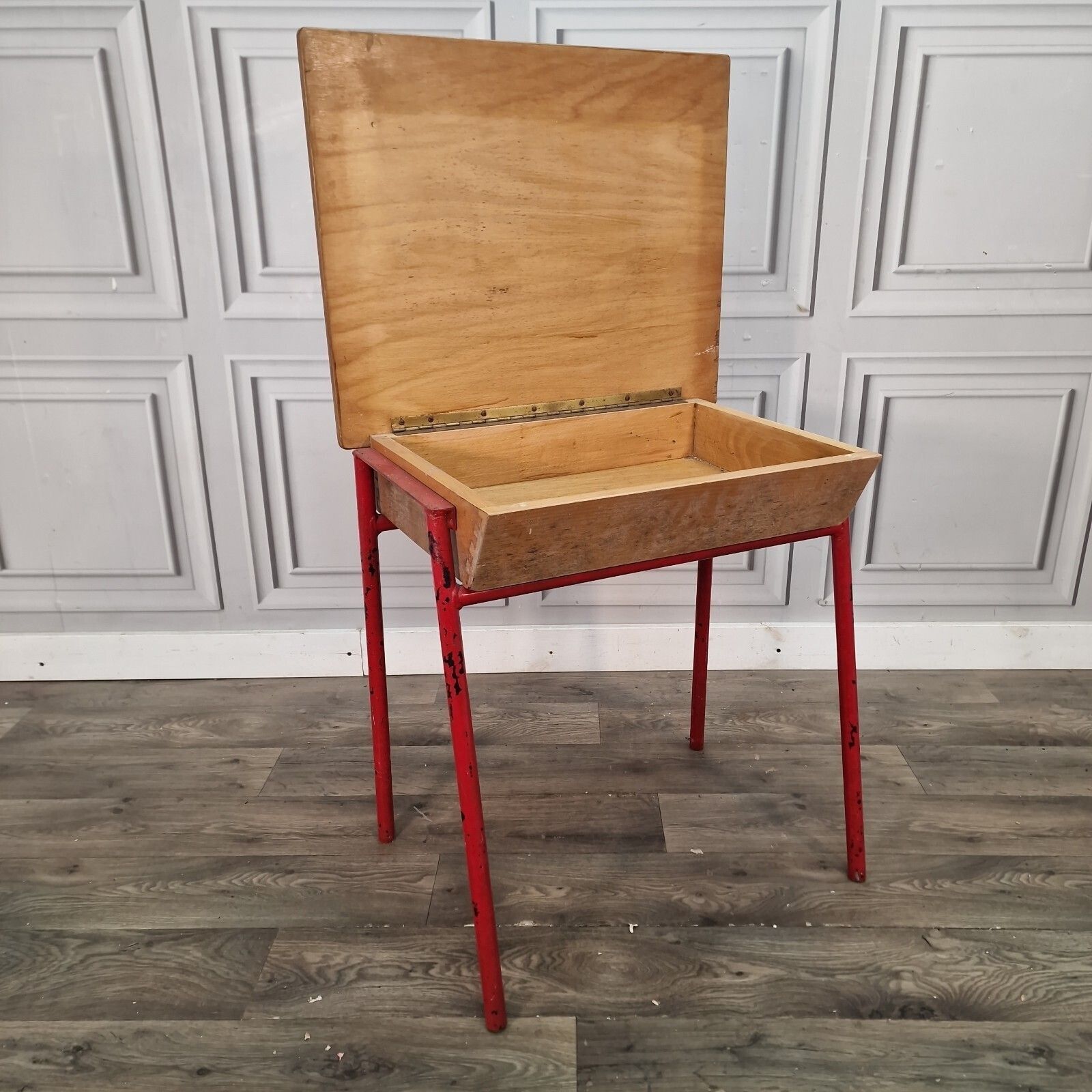Vintage Childs School Desk   Lift Up Storage Writing Table   Wooden   Retro Mcm photo furniture