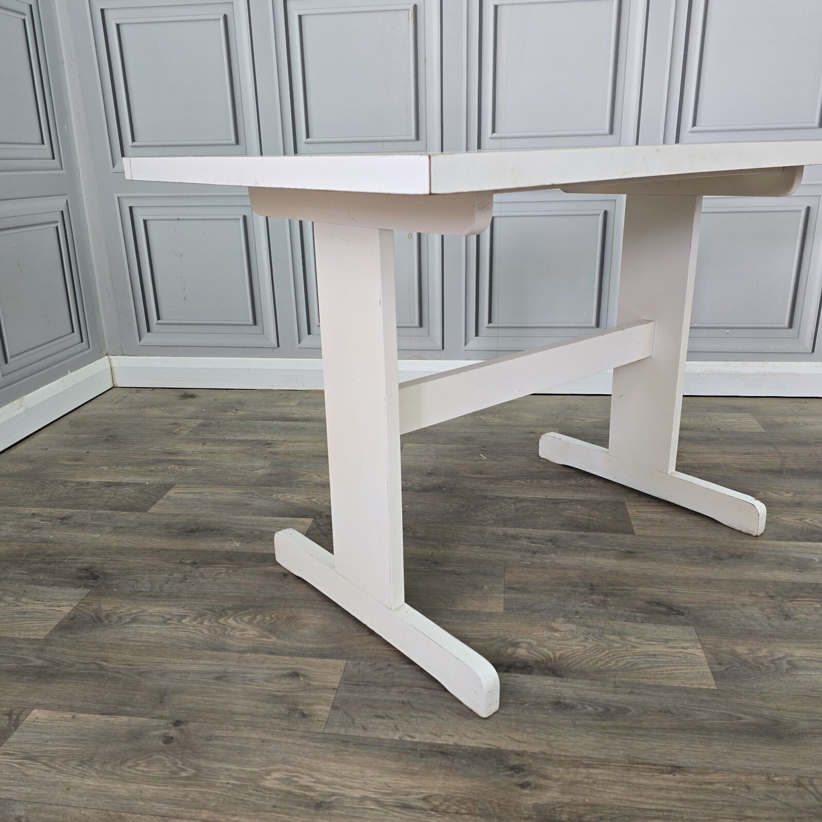 Vintage Retro Dining Table   White Formica   Flower Power 1970s Mcm   Kitchen photo for sale