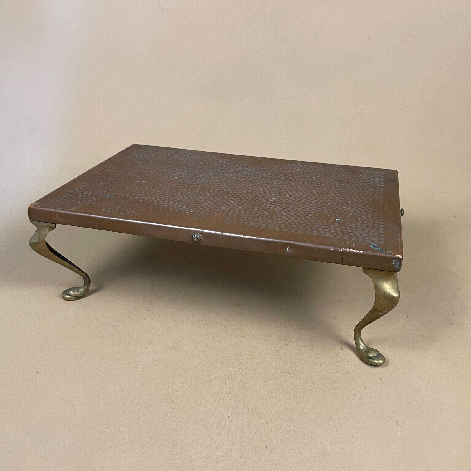 Antique Copper Trivet Rectangular Brass Legs Pot Stand Cottage Farmhouse Kitchen Decor Rustic Display