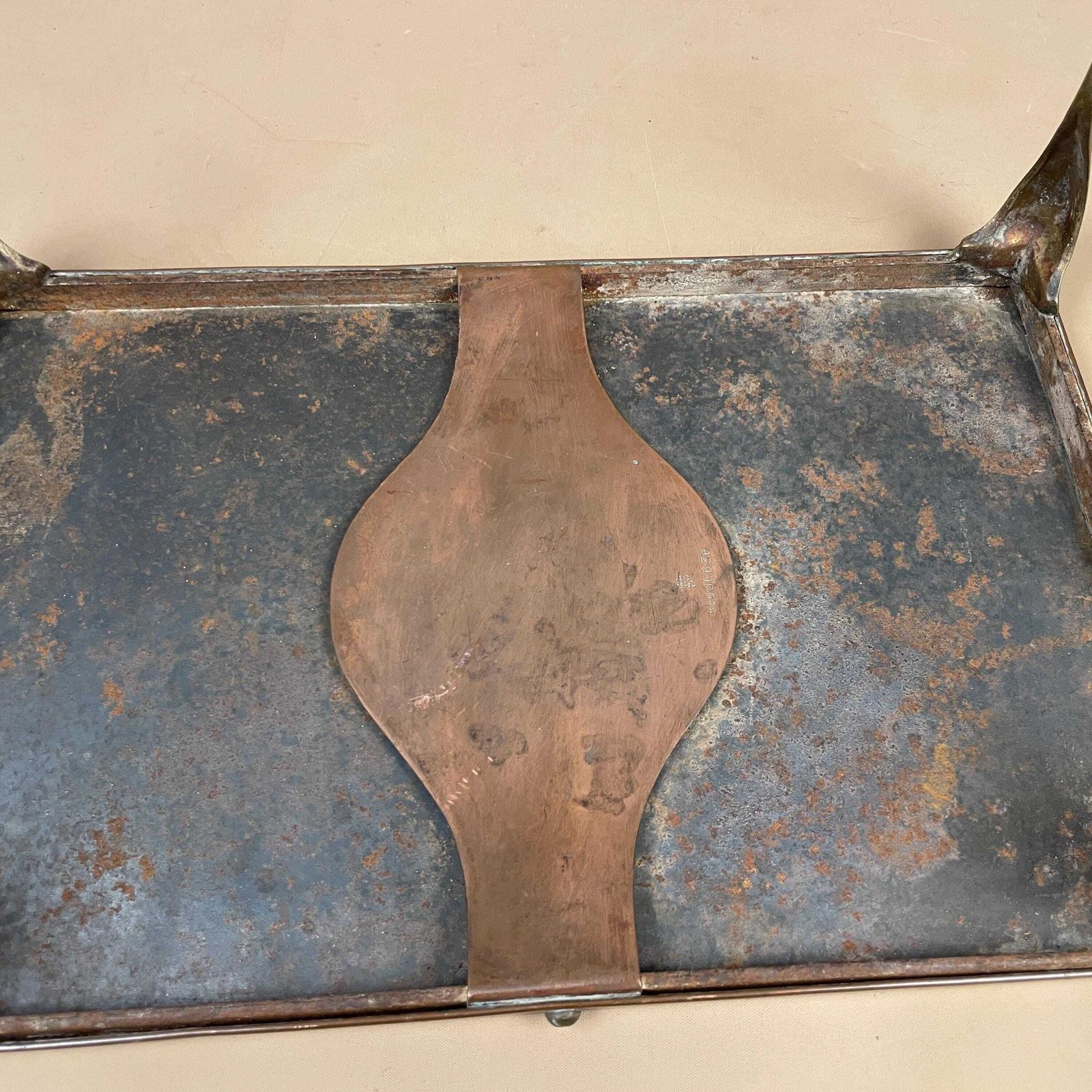 photo furniture Antique Copper Trivet Rectangular Brass Legs Pot Stand Cottage Farmhouse Kitchen Decor Rustic Display