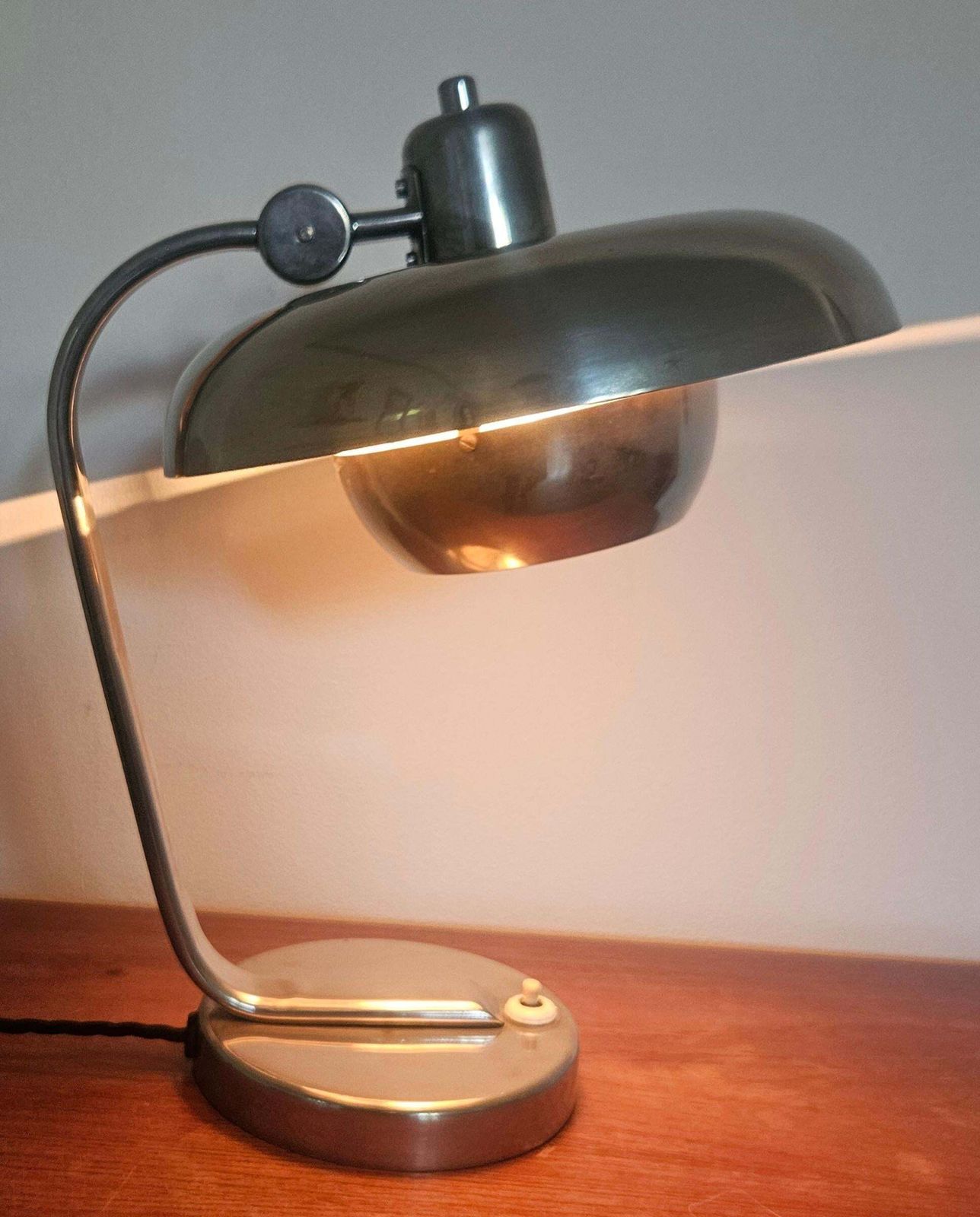 photo vinterior Lampe de table Bauhaus chromée rare, Franta Anyz, fonctionnalisme, Art déco, années 1930