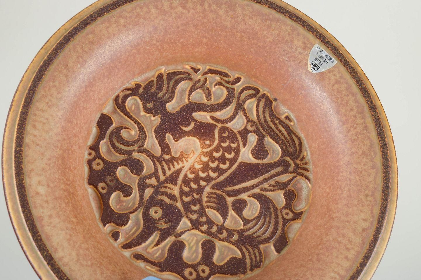 Michael Andersen. Stoneware Bowl With Mermaid And Fish Motif, 1960s/70s photo for sale