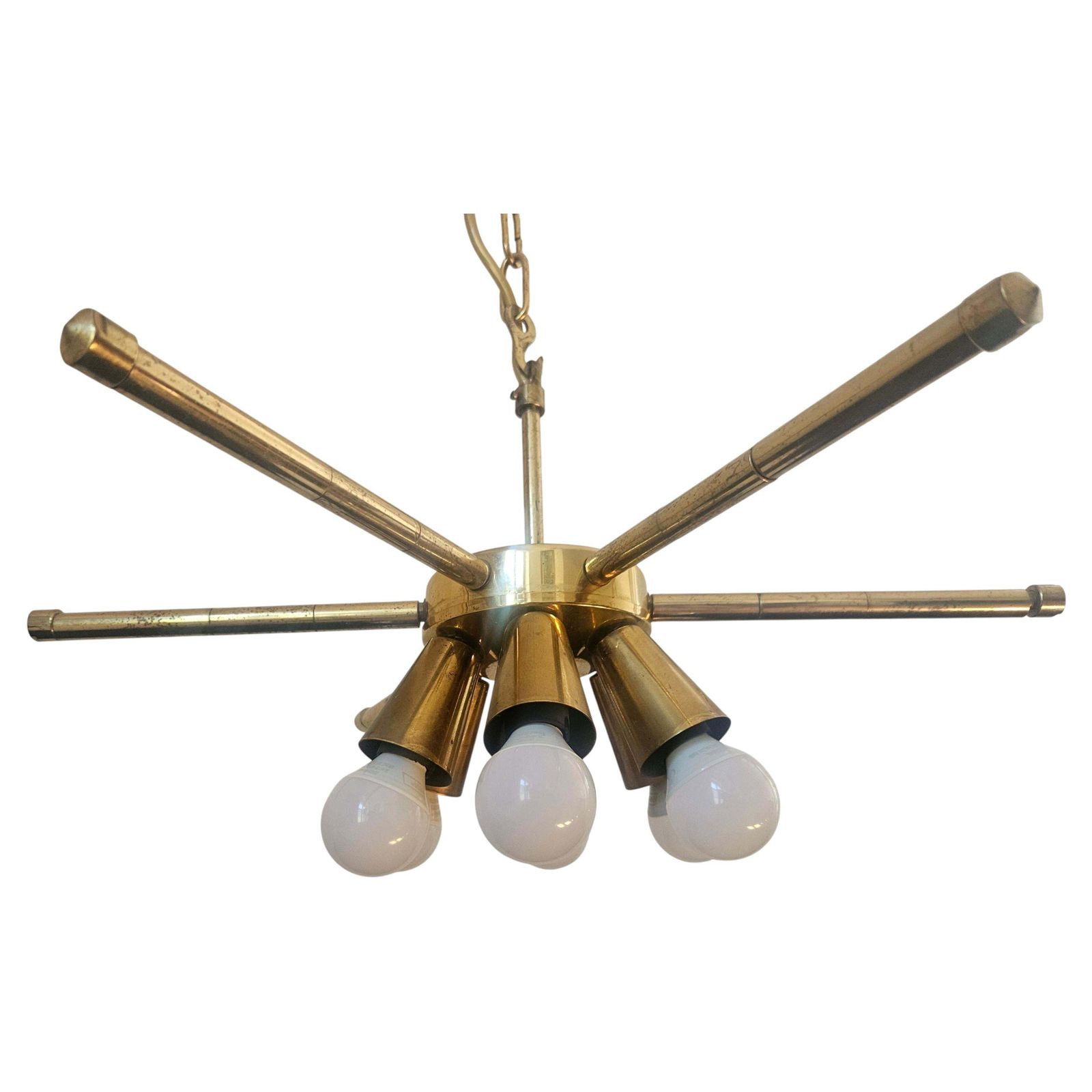 Zeldzame mid-century messing kroonluchter, jaren 1970