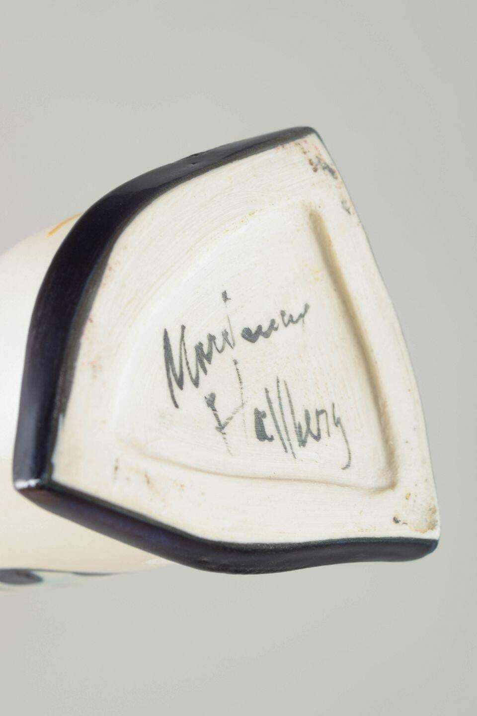 Marianne Hallberg. Triangular Stoneware Vase With Graphic Design. 1980s photo Home Decor