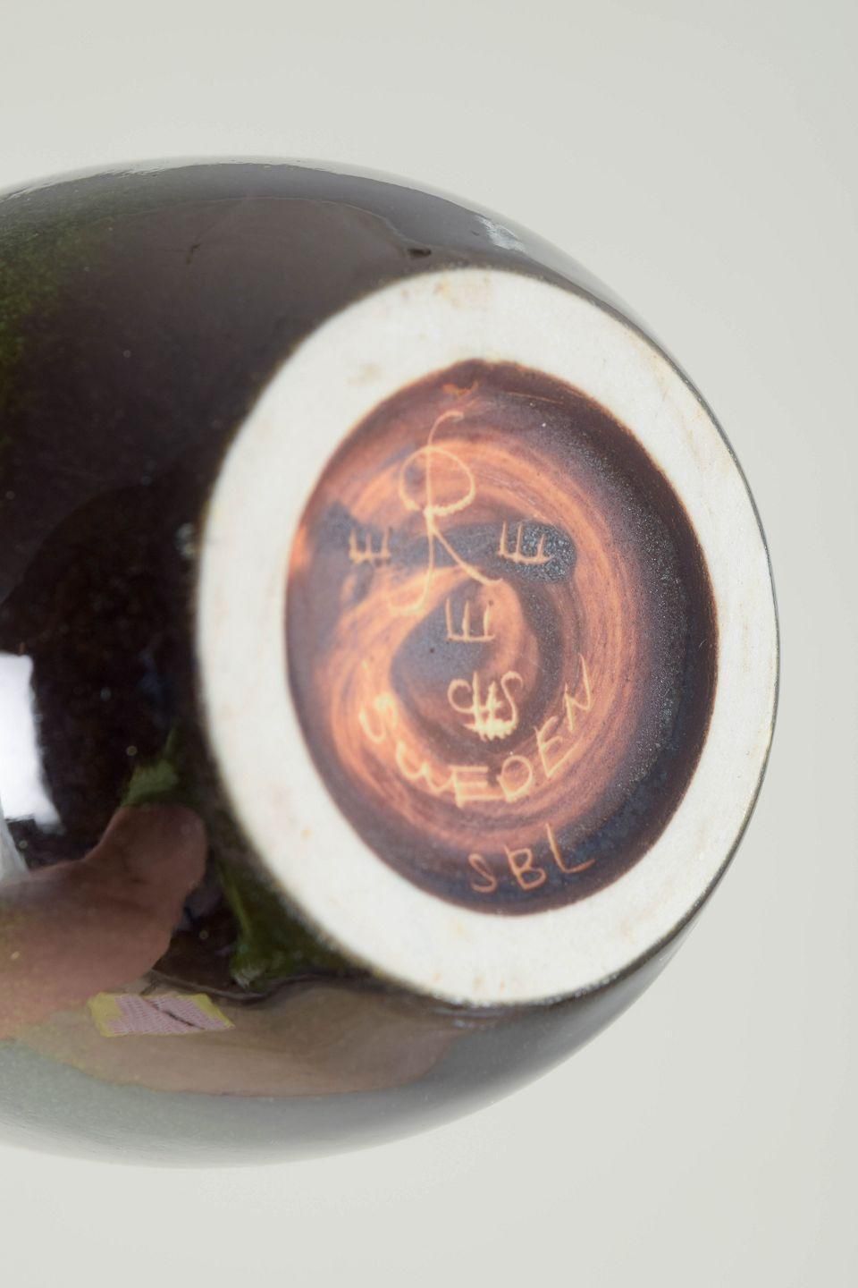 Grand vase céramique Carl Harry Stålhane pour Rörstrand, émail vert profond. photo Décoration