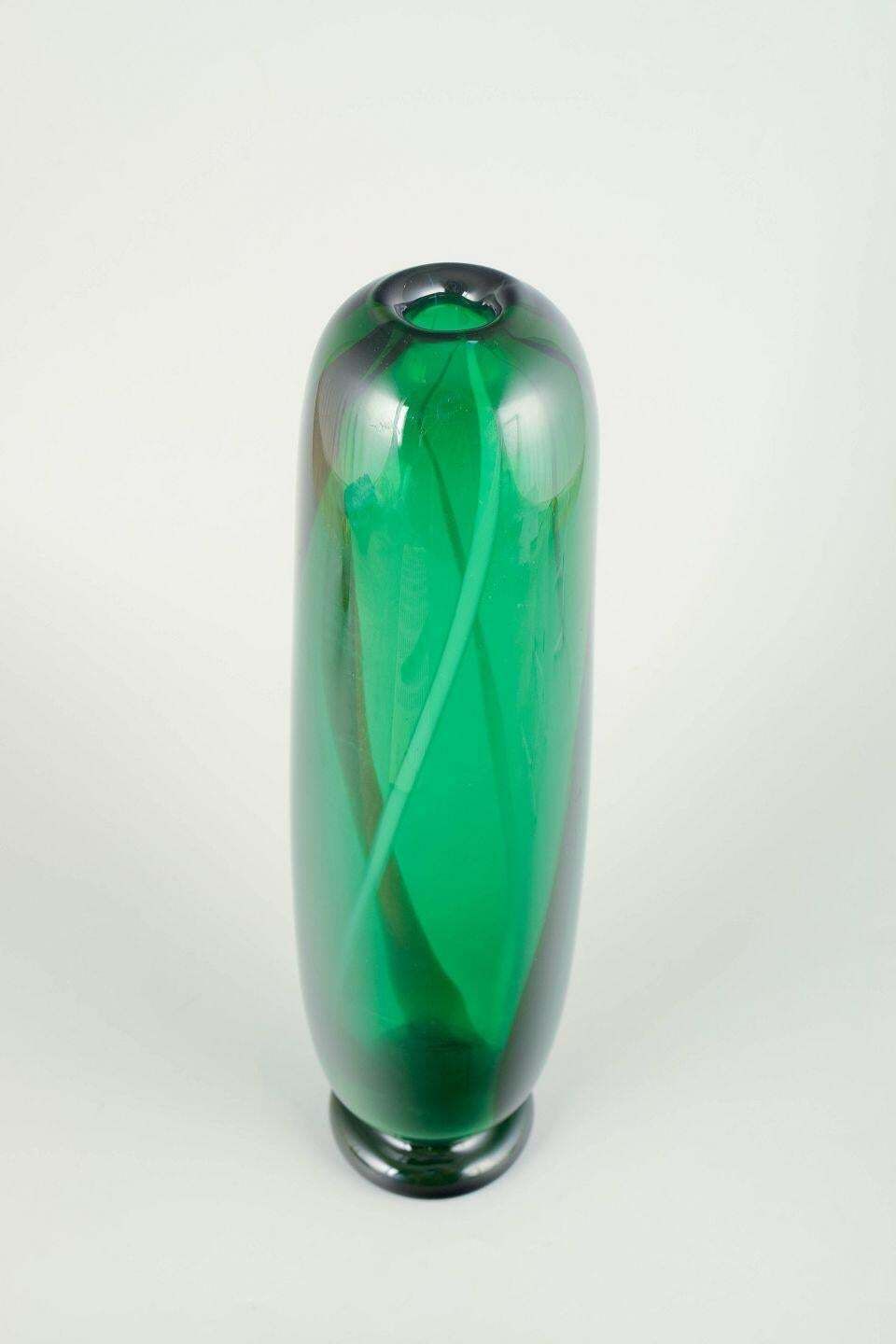 Scandinavian Studio Glass. Large Art Glass Vase In Blue And Green Tones, 1970s. photo furniture