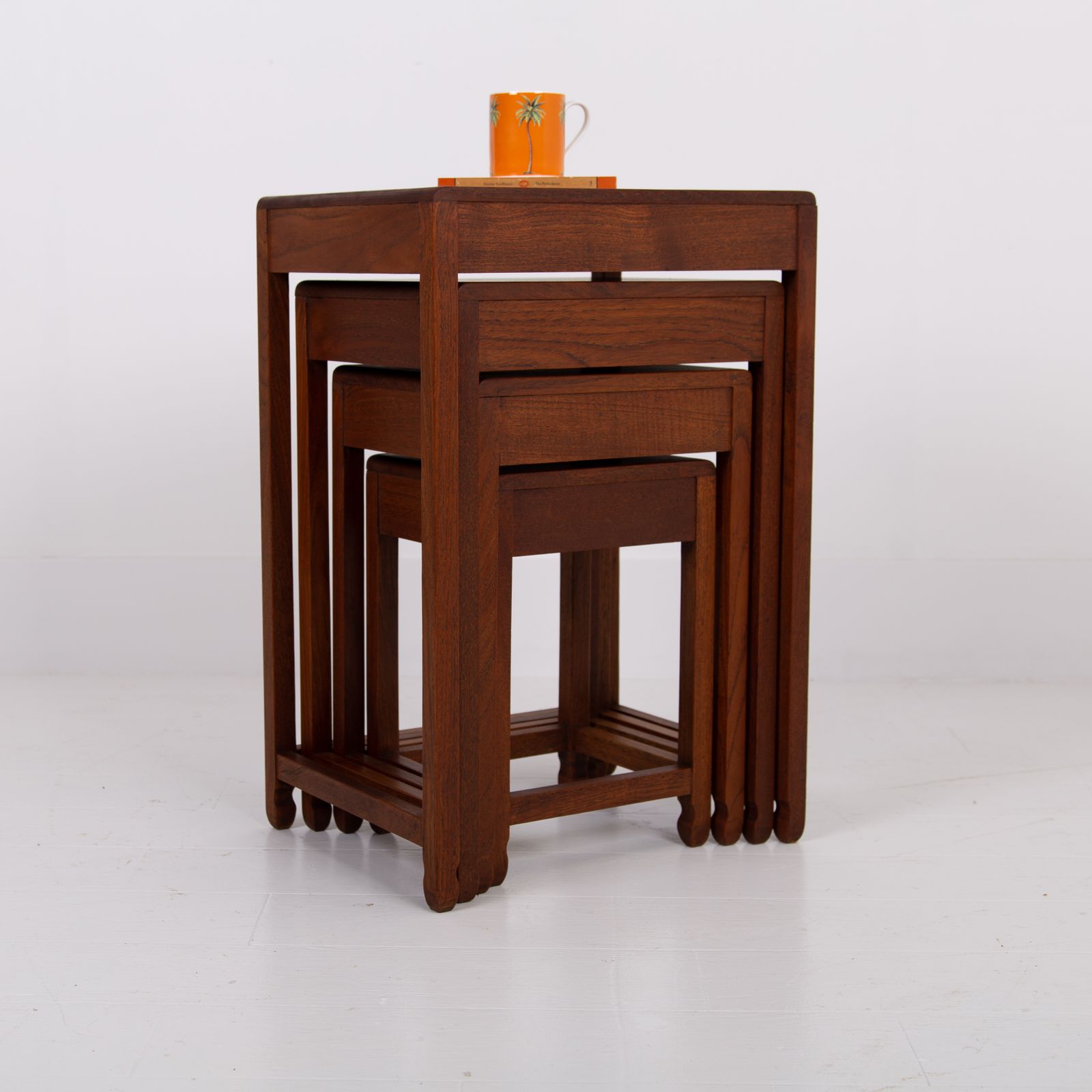 Furniture Art Deco Nest Of Four Side Tables In Teak photo