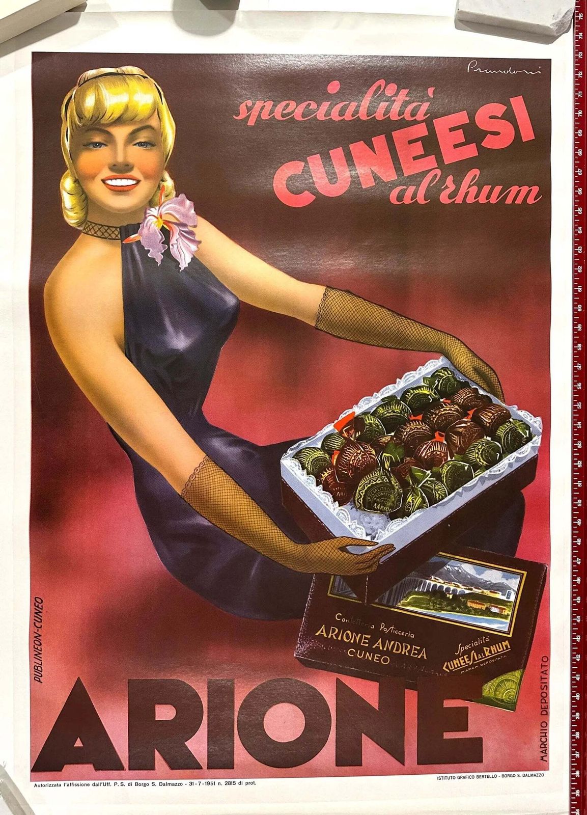 1951 Arione Cuneesi Italiaanse Chocoladeposter van Carlo Prandoni photo furniture