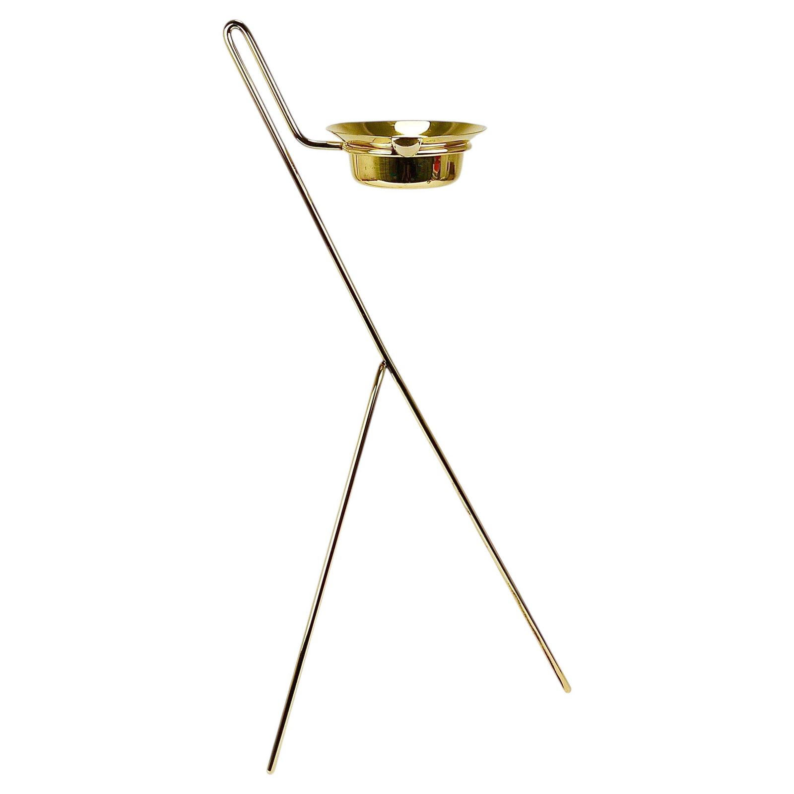 Rare Carl Auböck Brass Standing Floor Ashtray, Smoking Stand, Austria, 1950s.