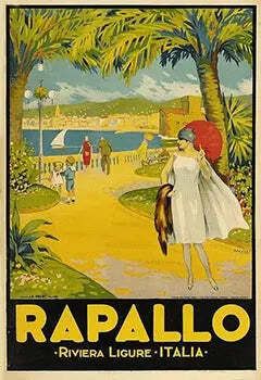 Original 1924 Rapallo Italian Riviera Travel Poster By Natoli photo buy