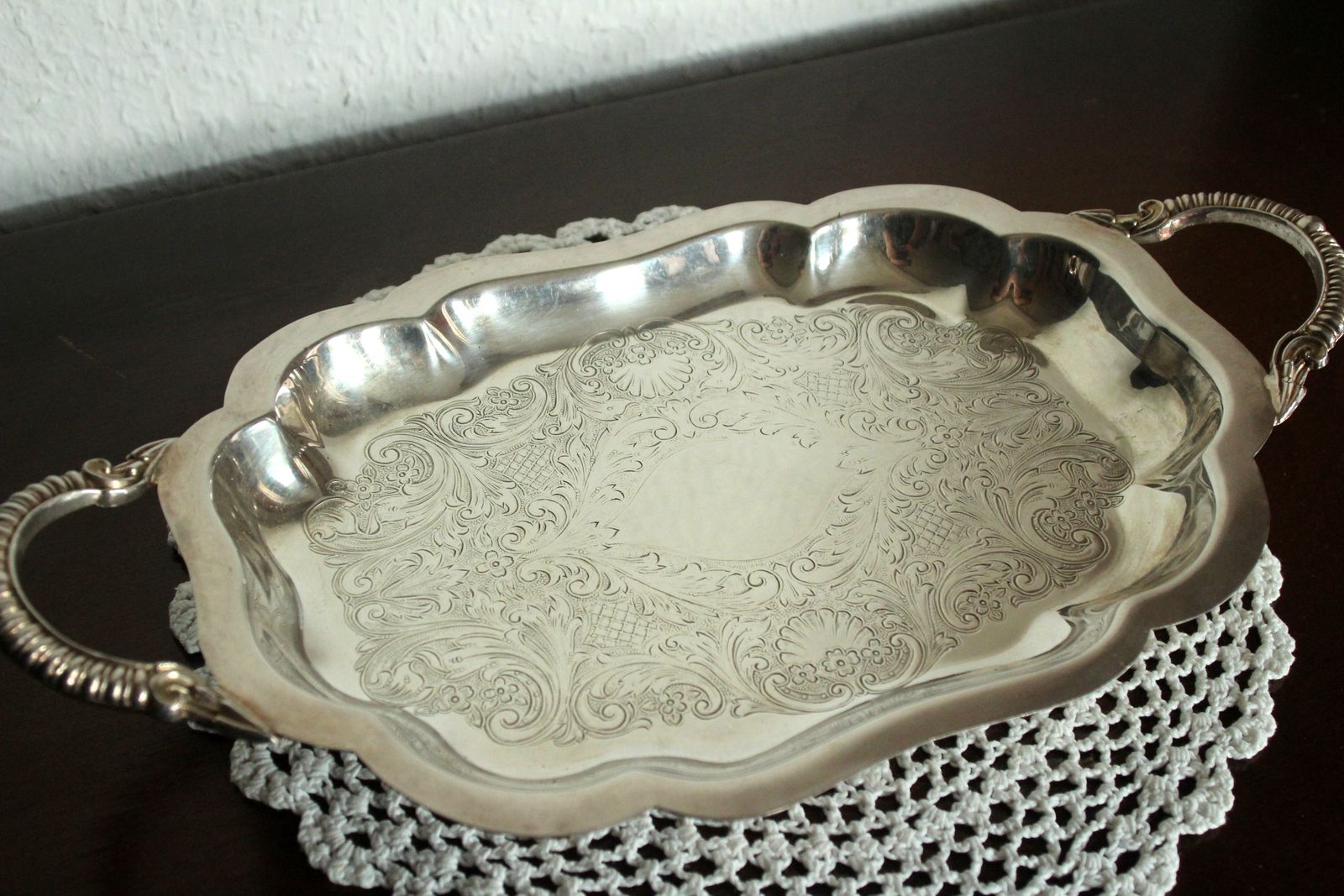 Ornated Serving Tray Lancaster Silver On Copper photo Home Decor