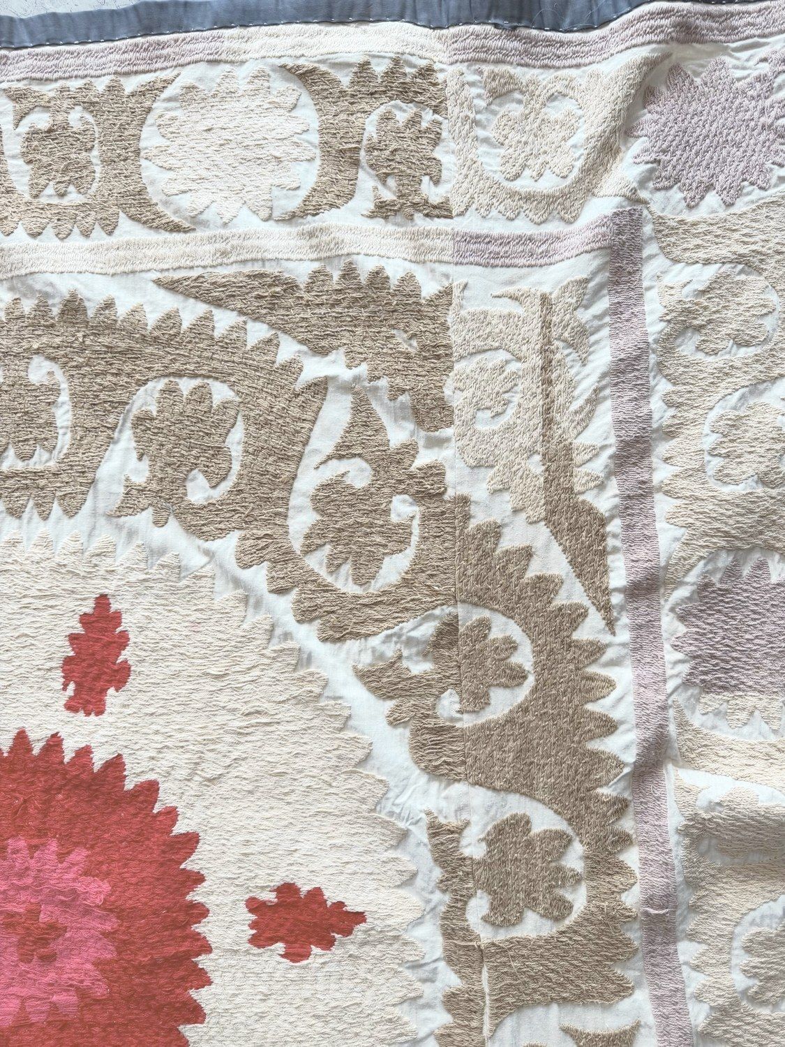 Asian Suzani Tablecloth 125 X 130 Cm photo Textiel