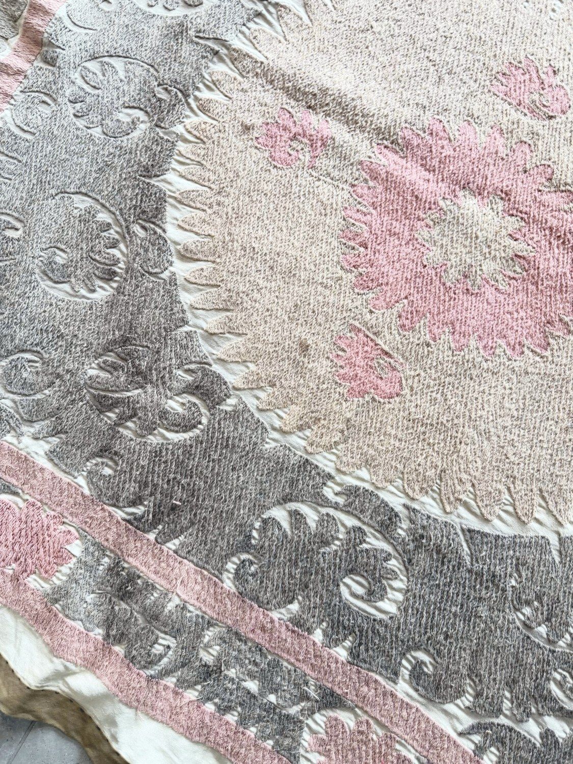 Boho Uzbek Suzani Tapestry 132 X 143 Cm photo for sale