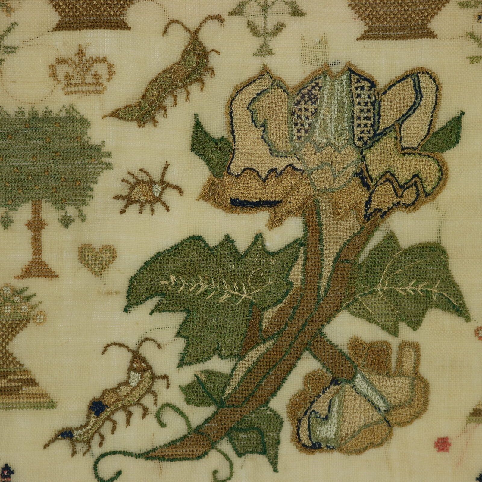 Antique Sampler, 1842, By Ann Minter Aged 8 Years photo vinterior