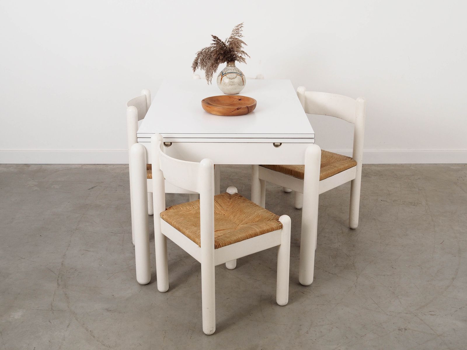 Witte uitschuifbare tafel, Italiaans design, jaren 1980, Made In Italy photo 1199.0