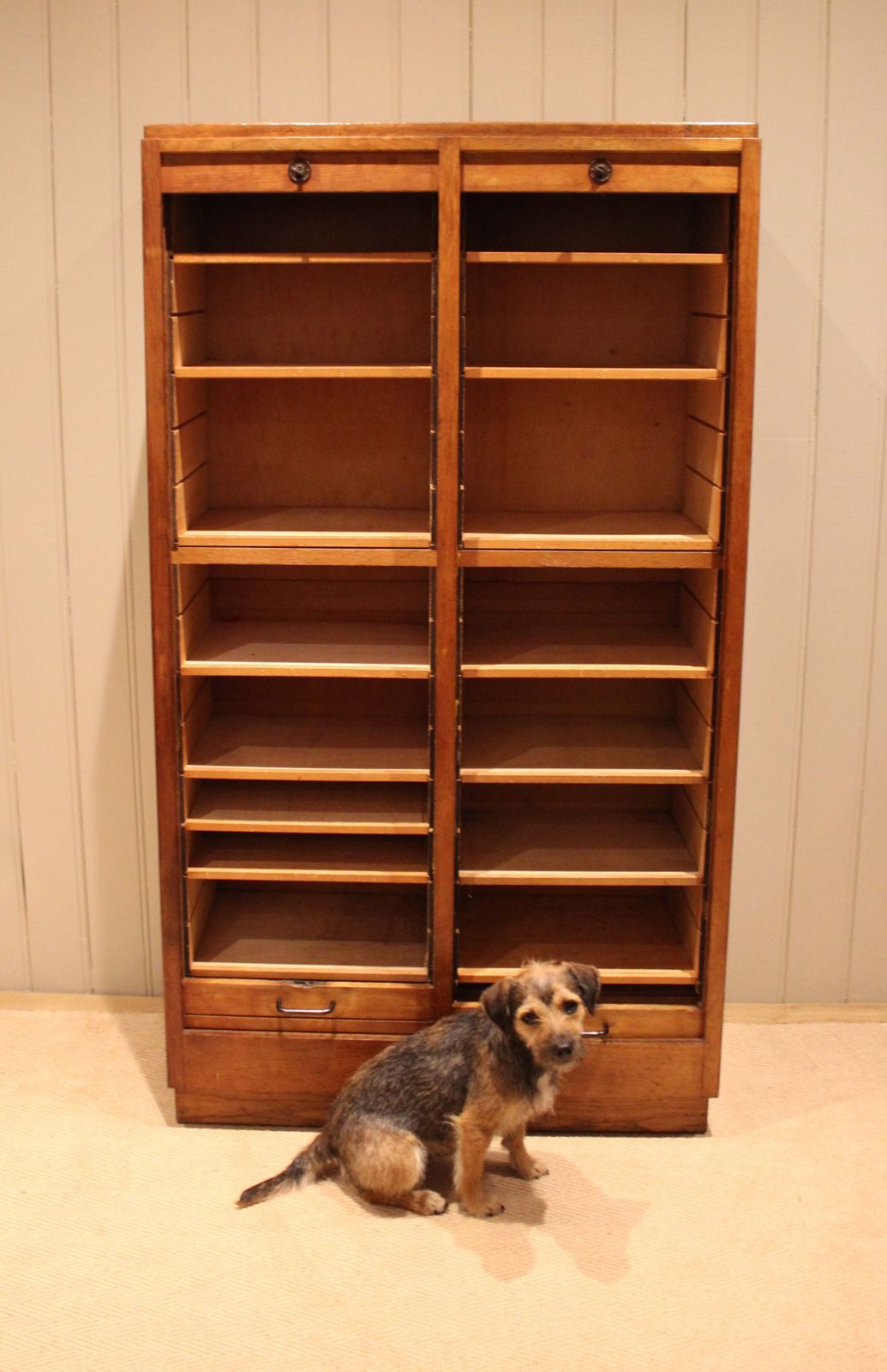 French Oak Double Tambour Front Filing Cabinet photo vinterior