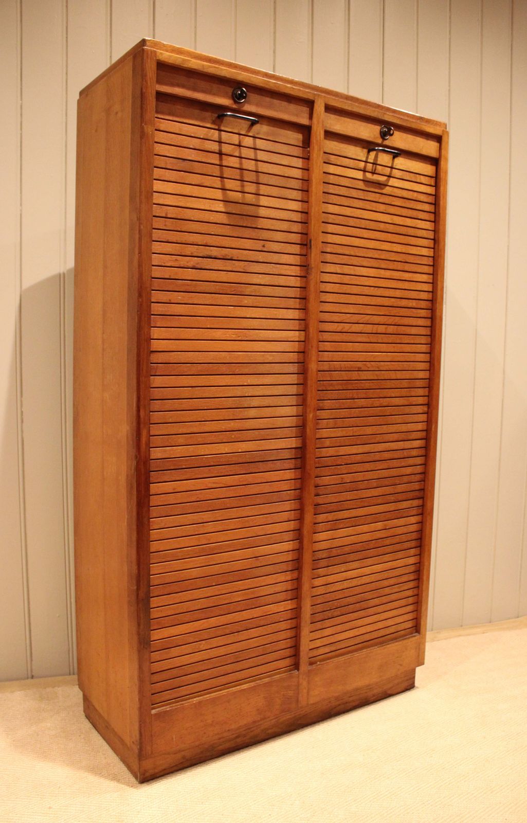 French Oak Double Tambour Front Filing Cabinet photo buy