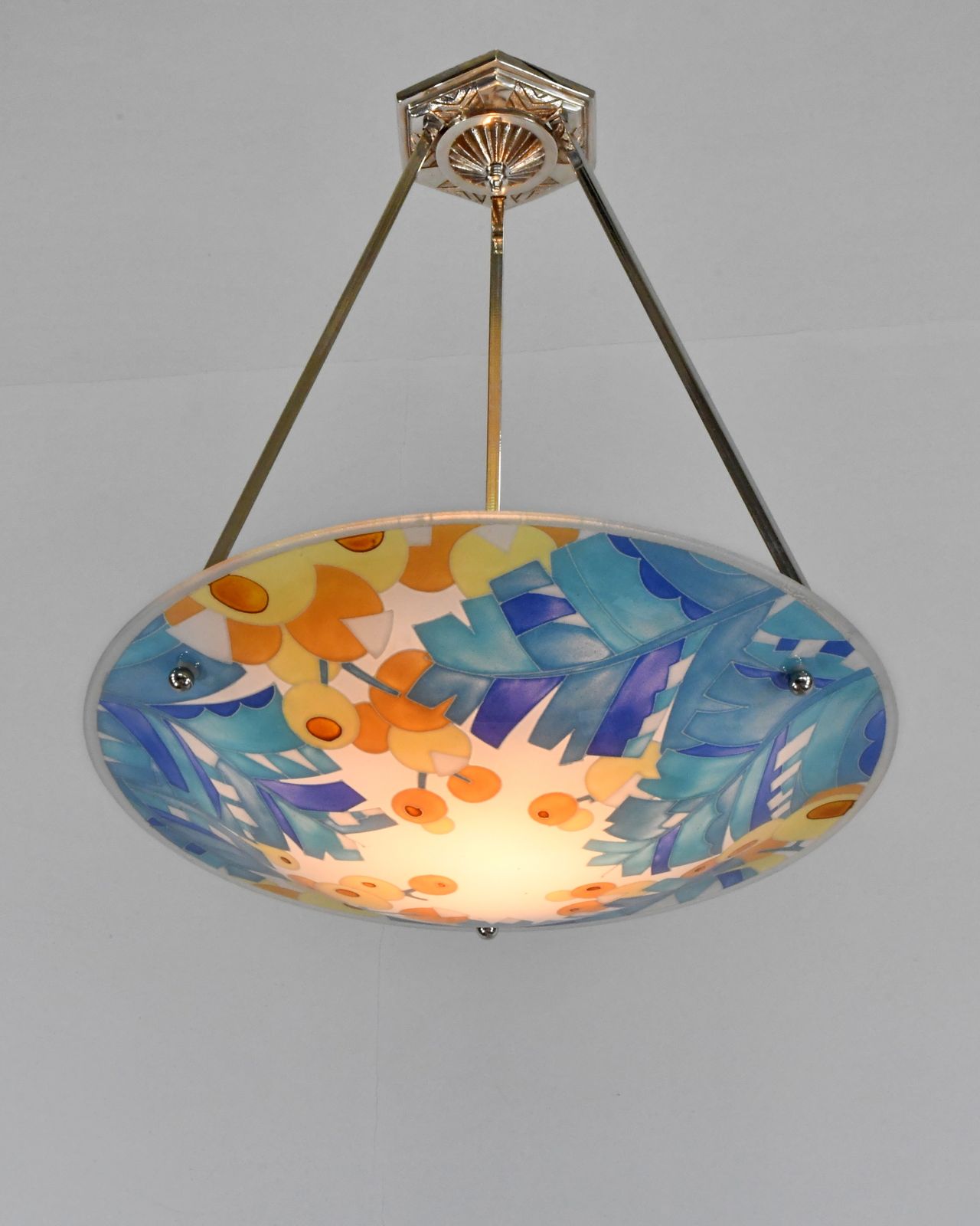 Franse art deco hanglamp van Loys Lucha, 1930, Frankrijk photo for sale