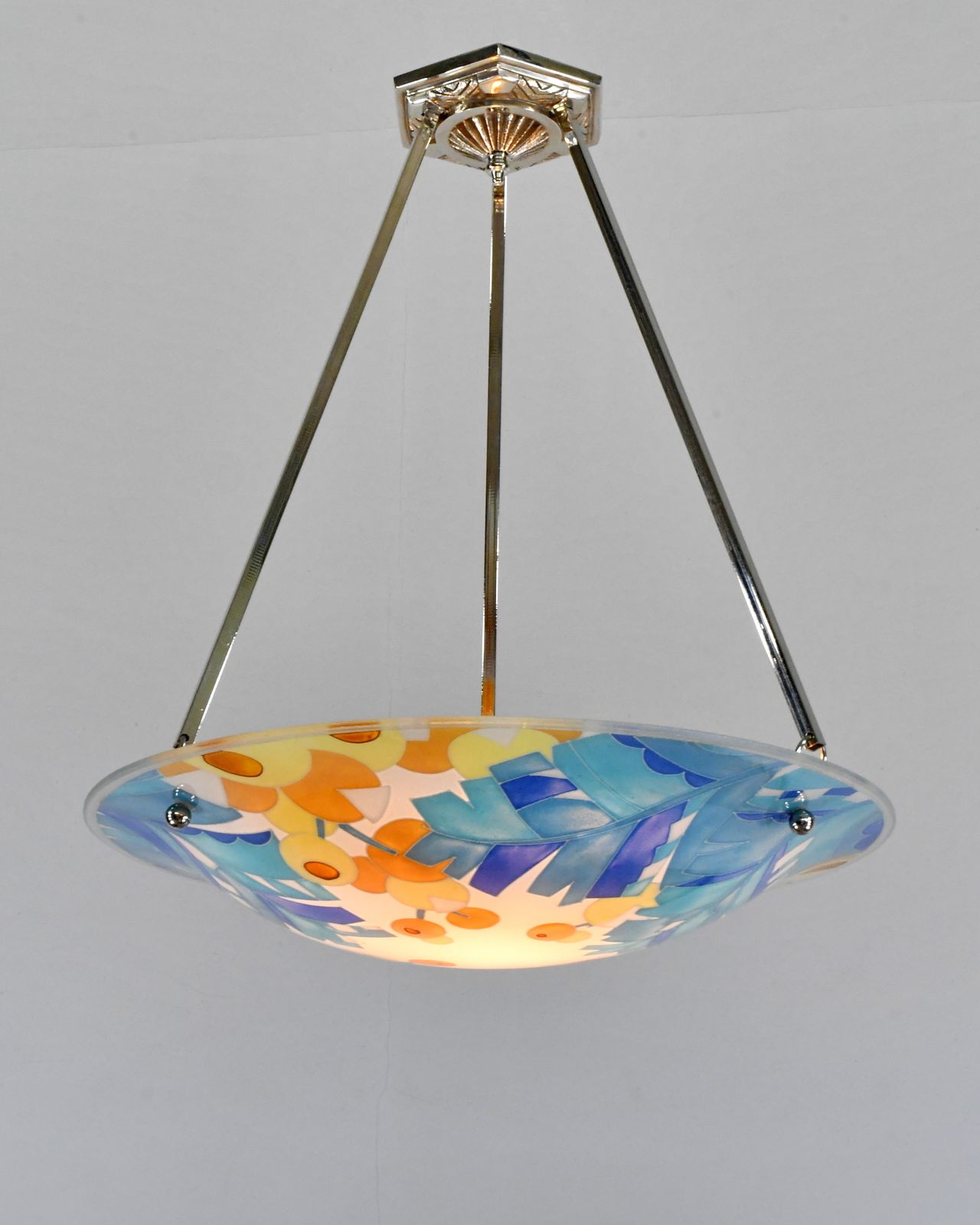 Franse art deco hanglamp van Loys Lucha, 1930, Frankrijk photo Verlichting