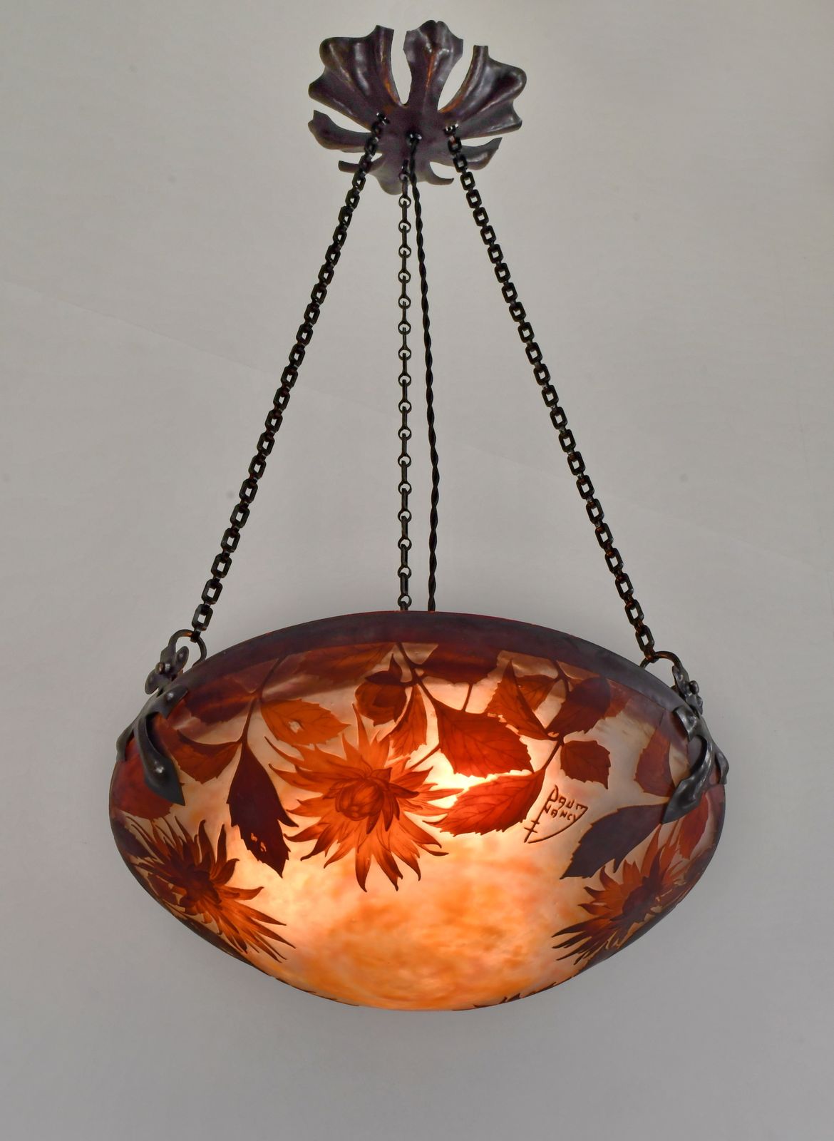 A French Art Deco Pendant Light By Daum & Majorelle 1925 France photo Lighting
