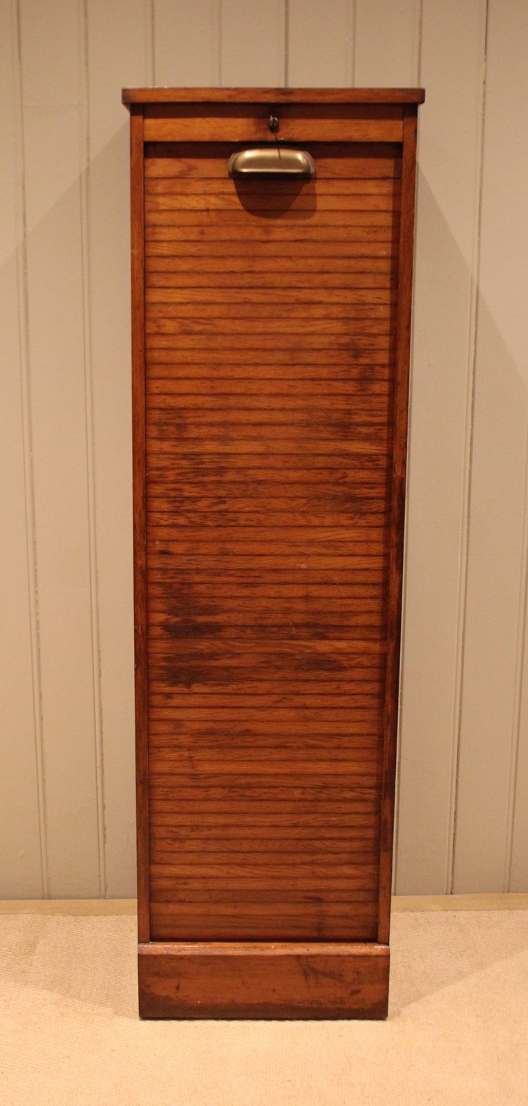 Single French Oak Tambour Front Filing Cabinet photo 425.0