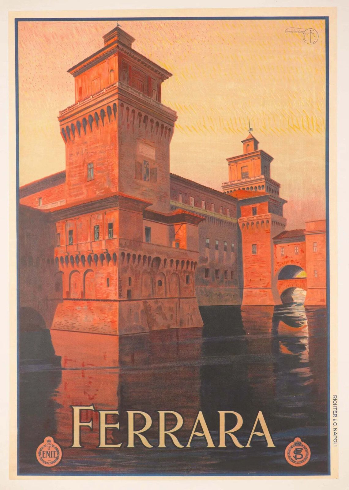 Original Vintage 1930 Ravenna Italian Railway Lithograph Poster Giovanni Guerrini