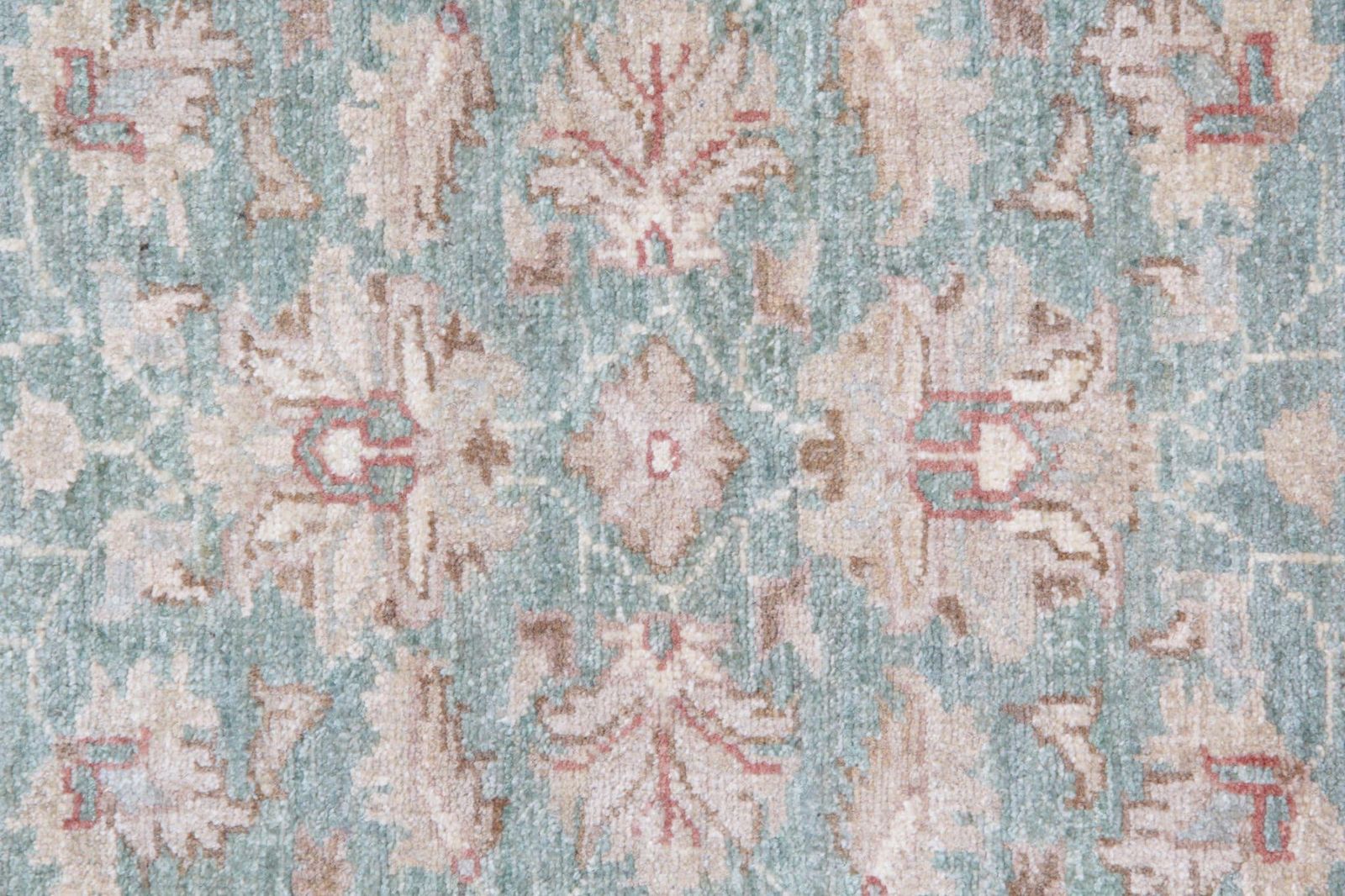 Vintage crème-groene loper, wollen beige tapijloper Zeigler photo furniture