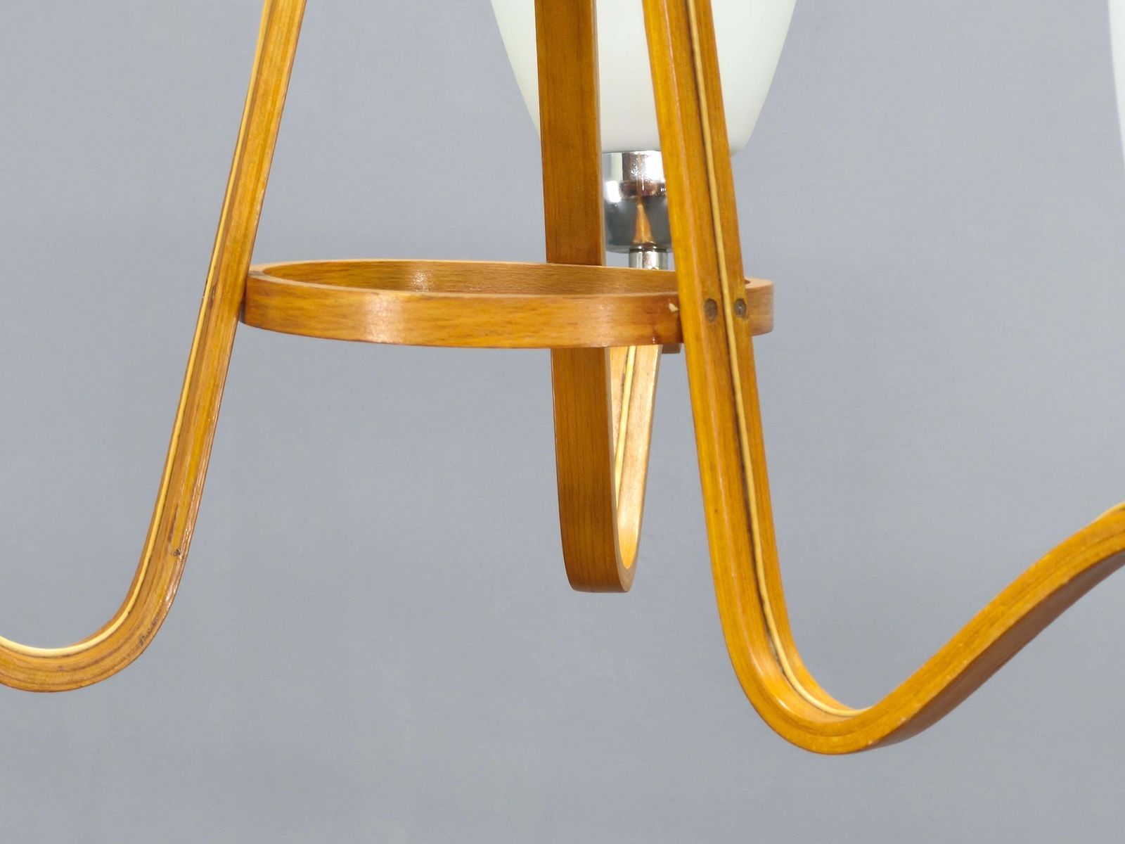 photo furniture Pair Of Czech Mid Century Wood And Glass Chandeliers By Dřevo Humpolec