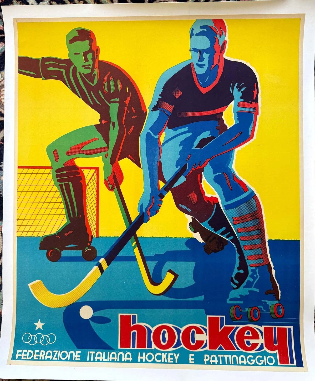 Corrado Mancioli, Italiaanse Hockeyfederatie, lithografie poster, 1954